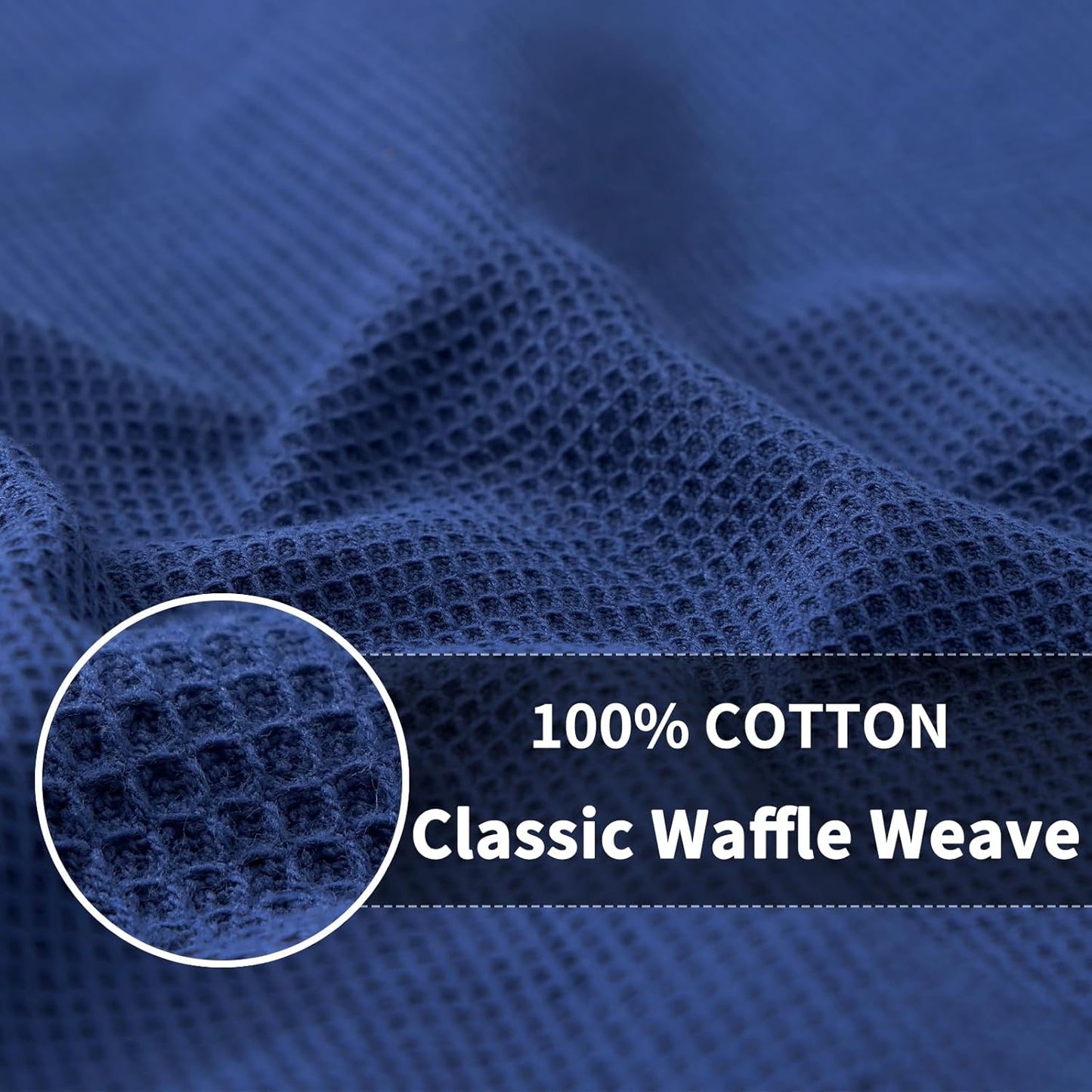 Homaxy 100% Cotton Waffle Weave Dish Cloths - 12 Pack Soft and Absorbent Dish Towels - 12 x 12 Inches Quick Dry Dish Rags - Navy Blue