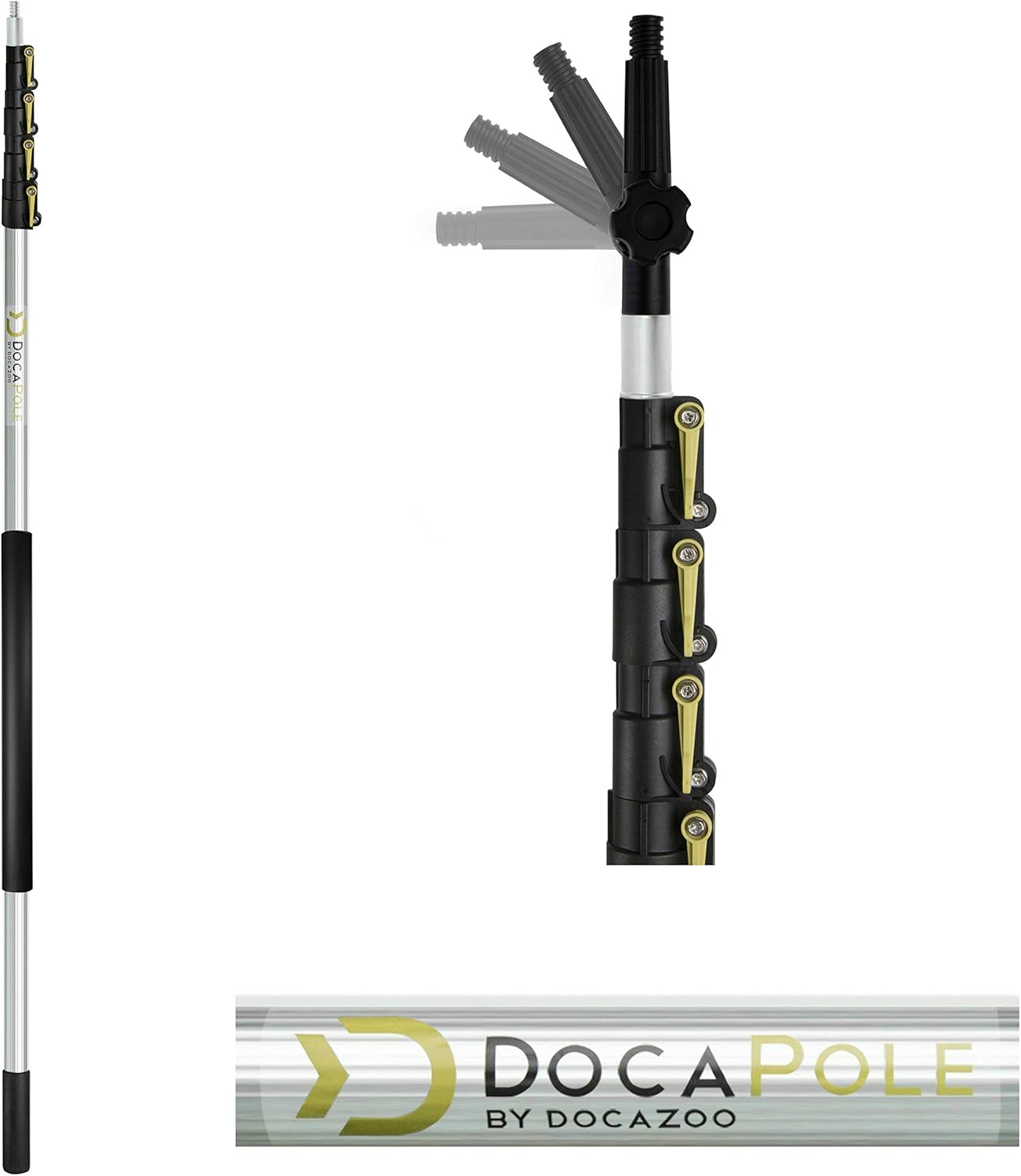 DOCA Scrub Brush 7-30 Ft with Long Handle Extension Pole - Outdoor Broom and Scrubbing Brush for House Floor, Deck, Patio, Car - Medium Brush