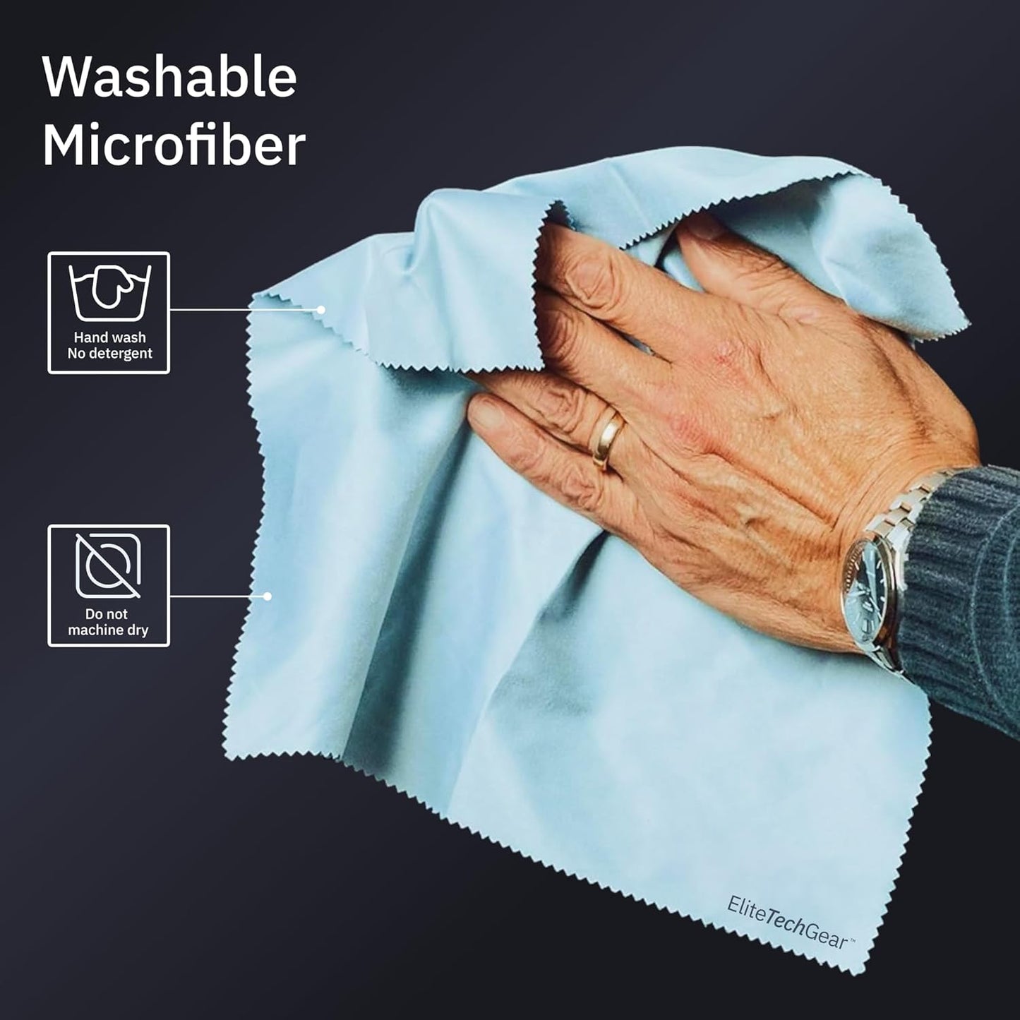Elite Screens Microfiber Cleaning Cloth - 12 x 12 in, Pack of 4, Blue - Glasses Cleaning Cloth & Lens Wipes for Eyeglasses & Screens
