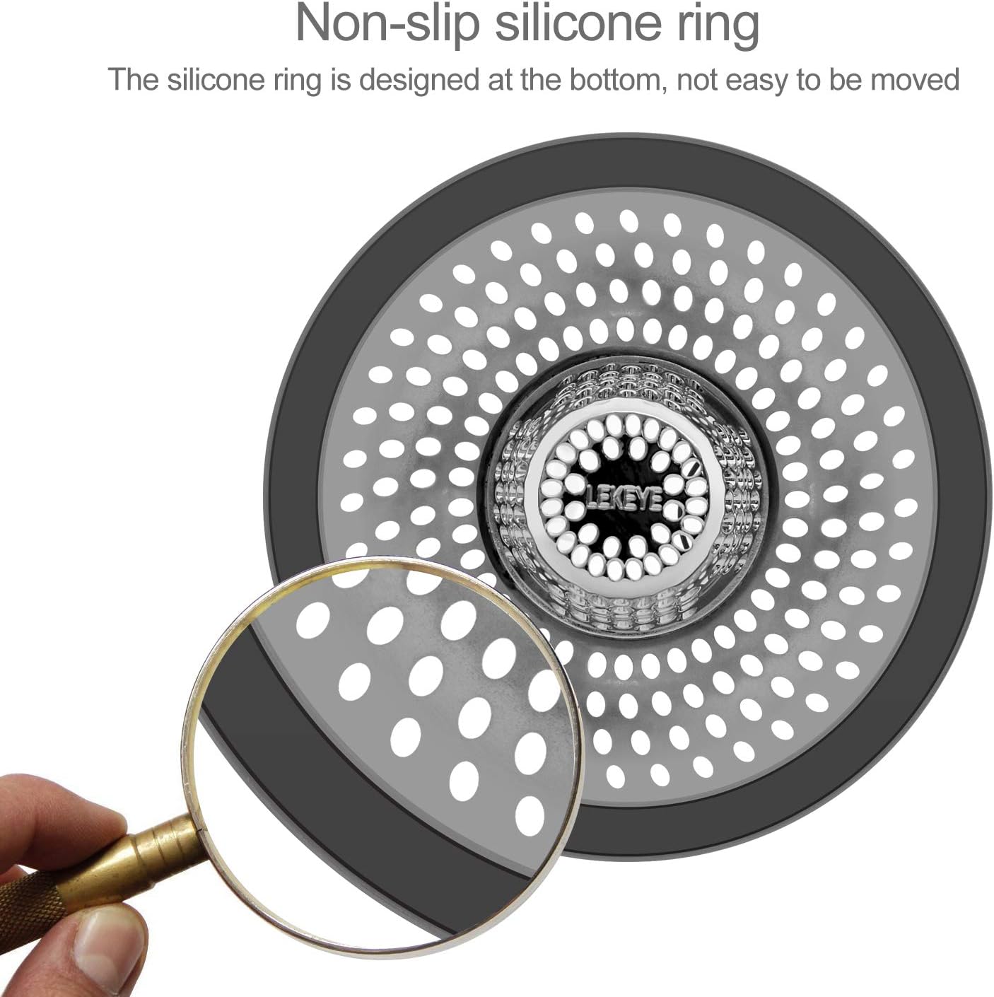 LEKEYE Drain Hair Catcher/Bathtub Shower Drain Hair Trap/Strainer Stainless Steel Drain Protector(Patented Product)