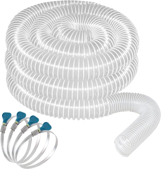 Heavy PVC Dust Collection Hose 2 1/2" x 20', Puncture Resistant PVC Dust Collection Hose with Carbon Steel Wire Coil for Woodworking, Workshops, Dust Collectors