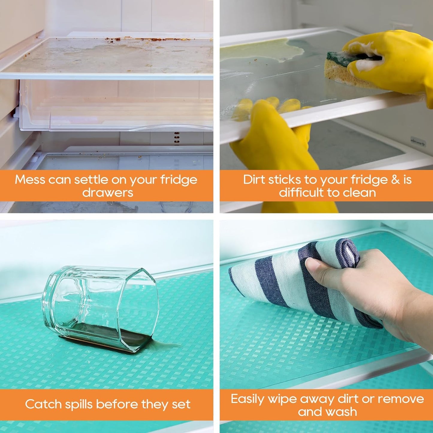Blue Shelf Liners for Kitchen Cabinets Refrigerator Liners Waterproof & Oil-Proof Kitchen Cupboard Liner Drawer Mats EVA Material Non Adhesive Fridge Liner for Shelves 17.5 x 393.7 Inches