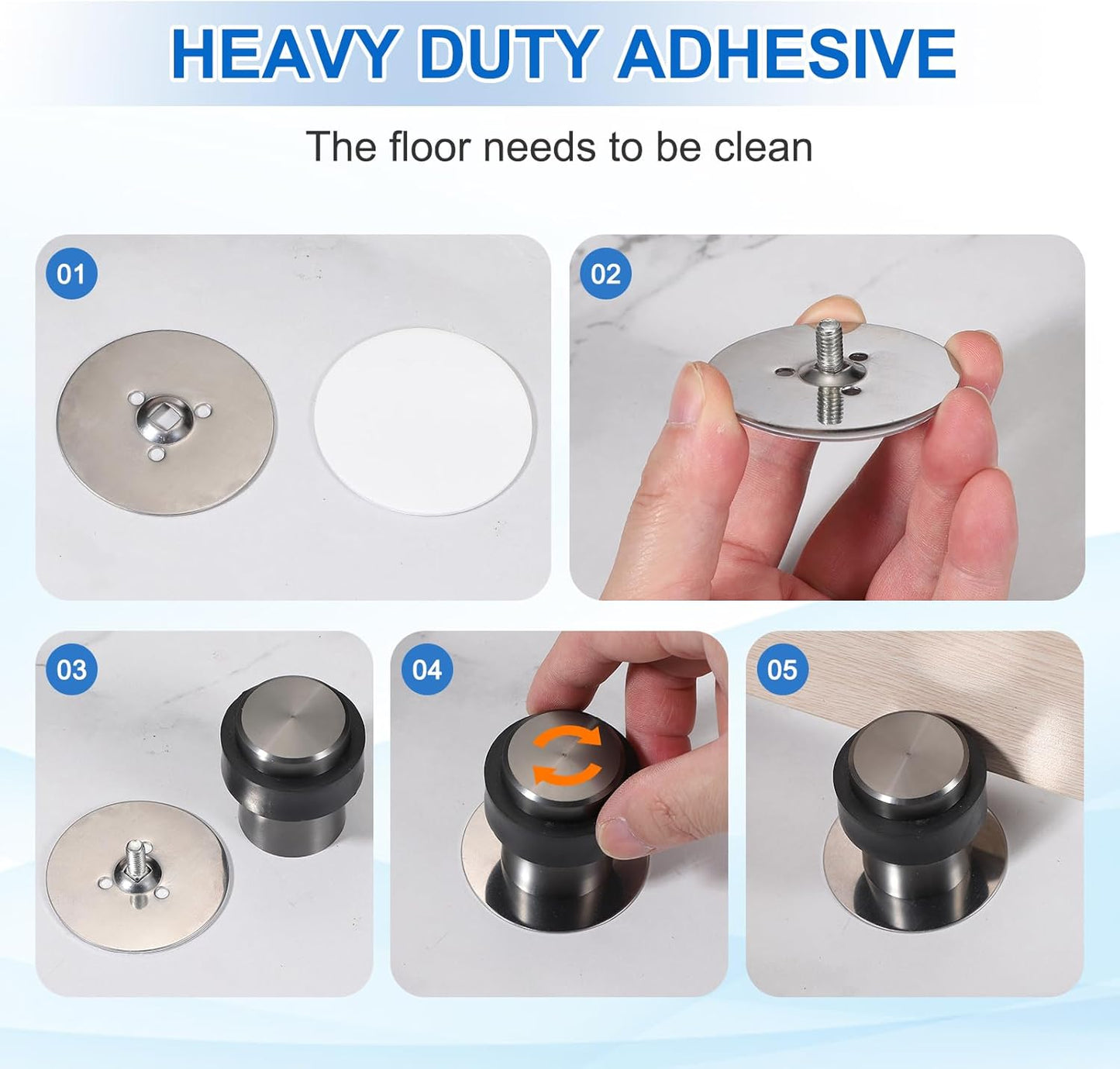 PATIKIL 2Set Round Door Stoppers, 46mm Stainless Steel Door Stop Doorstop Wedge Metal Cylinder Self Adhesive with Screw for Bottom of Door Floor Inside, Bronze