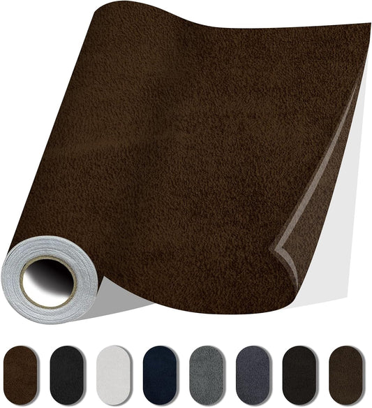 Fabric Repair Patches, 17X79 Inch Self-Adhesive Suede Patches Tape Durable, DIY Large Fabric Repair for Sofa, Couches, Furniture, Chair, Clothing （17X79 Inch, Brown）
