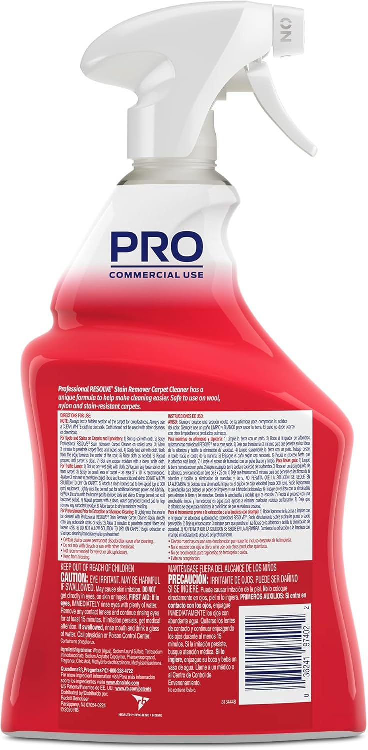 Resolve Professional Strength Spot and Stain Carpet Cleaner, Carpet Cleaner, Carpet Cleaner Solution, 32 Fl Oz (Pack of 1)