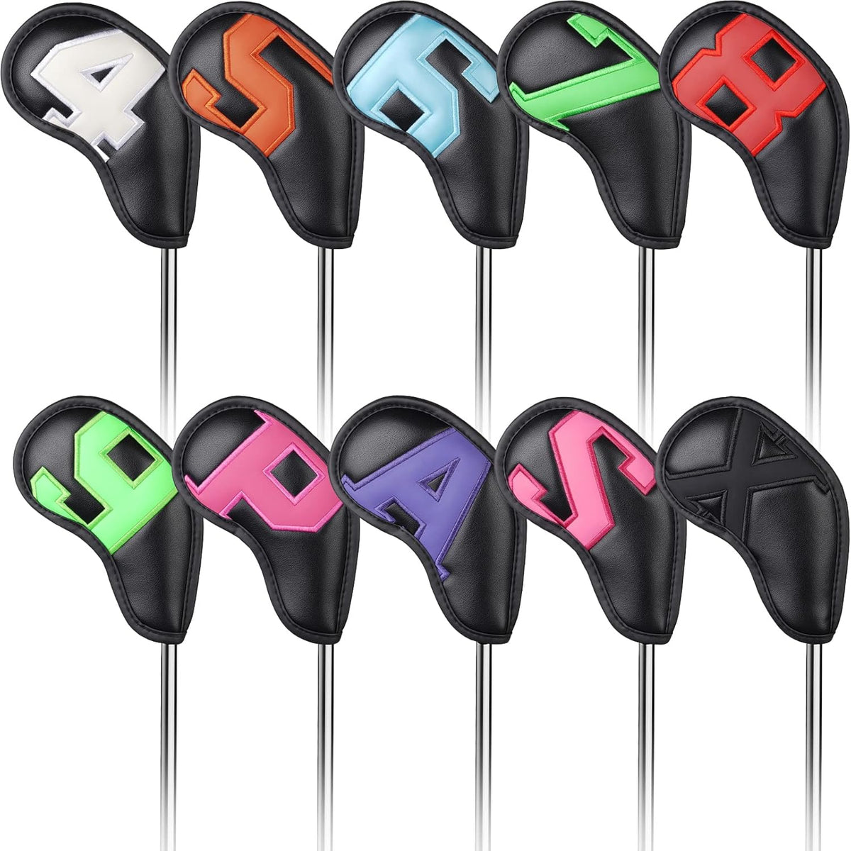 CRAFTSMAN GOLF 12pcs or 1pc Thick Synthetic Leather Golf Iron Head Covers Set Headcover Fit All Brands Callaway Ping Taylormade Cobra Etc. Also Custom Name