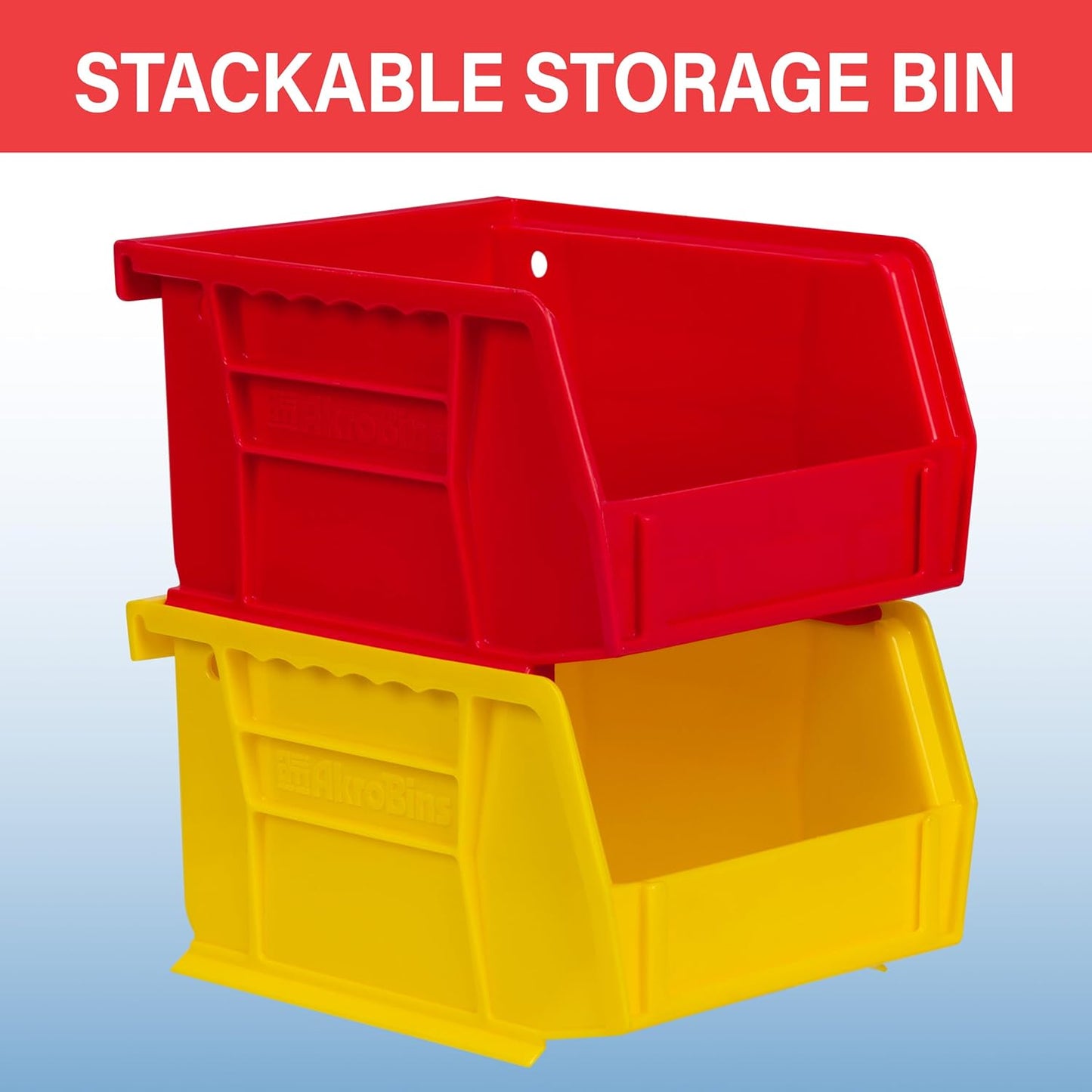 Akro-Mils 30210 AkroBins Plastic Storage Bins, Space-Saving Stackable Bins for Garage, Pantry, Craft Organization, 5-" x 4-" x 3-", Clear, 24-Pack
