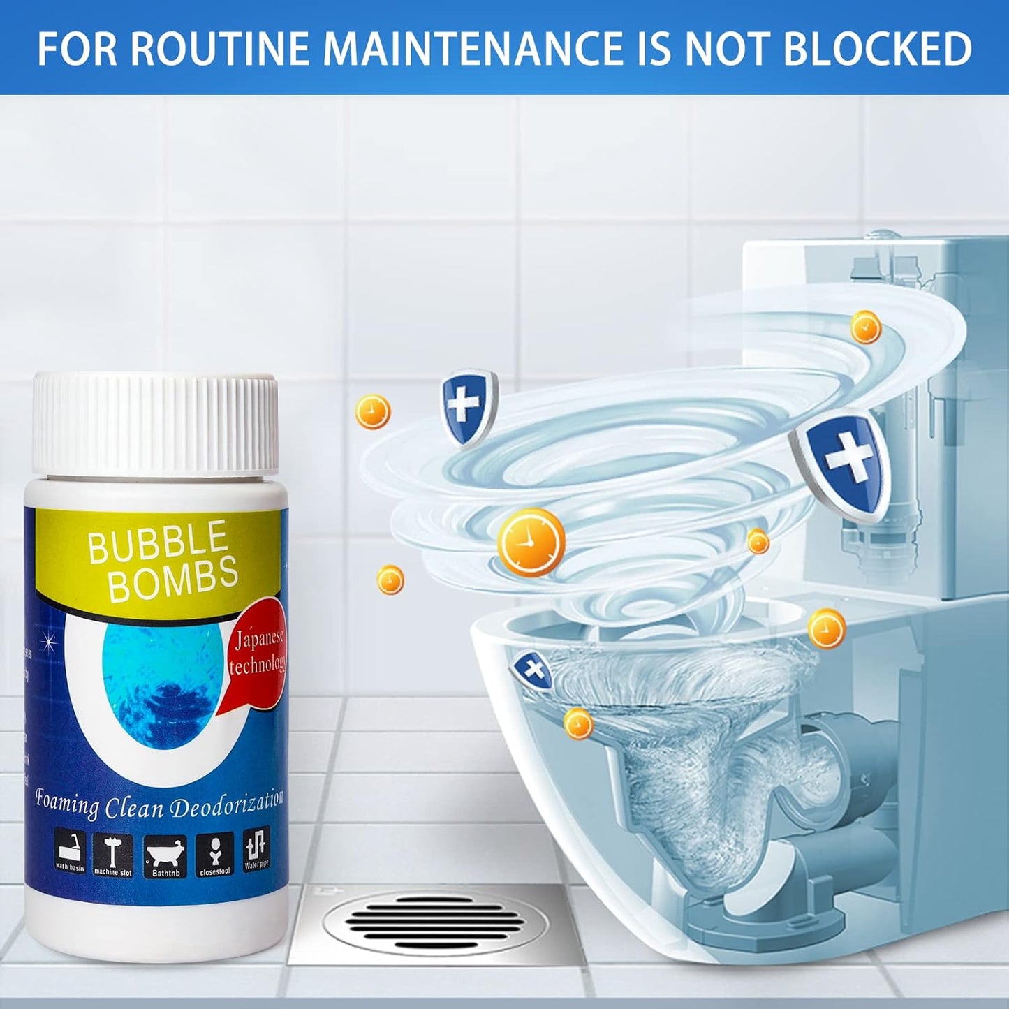 2 Pcs Powerful Magic Bubble Bombs Drain Cleaner - Fast Foaming Pipe Cleaner Powder Dredge Agent for Kitchen Toilet Pipeline Quick Cleaning Tool