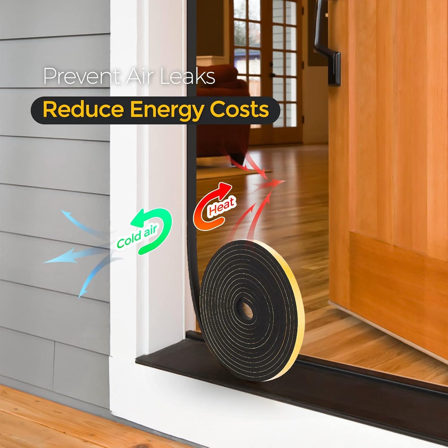 33 Feet Weather Stripping Door Seal, 2" Wide X 1/8" Thick Door Seal Strip High Density Foam Tape Adhesive Strip for Door Soundproofing,Window Insulation (2" x 1/8" x 33FT,Black)