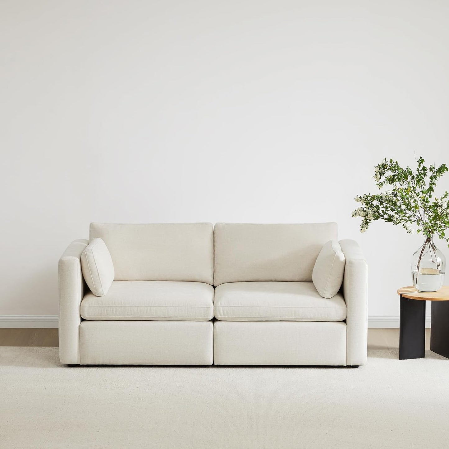 CHITA Small Modular Sectional Fabric Sofa Set, Extra Comfty Loveseat Cloud Couch, FSC Certified Modular Sectional Couch for Living Room, 78 inch Width, 2 Seat Modular Sofa, Linen
