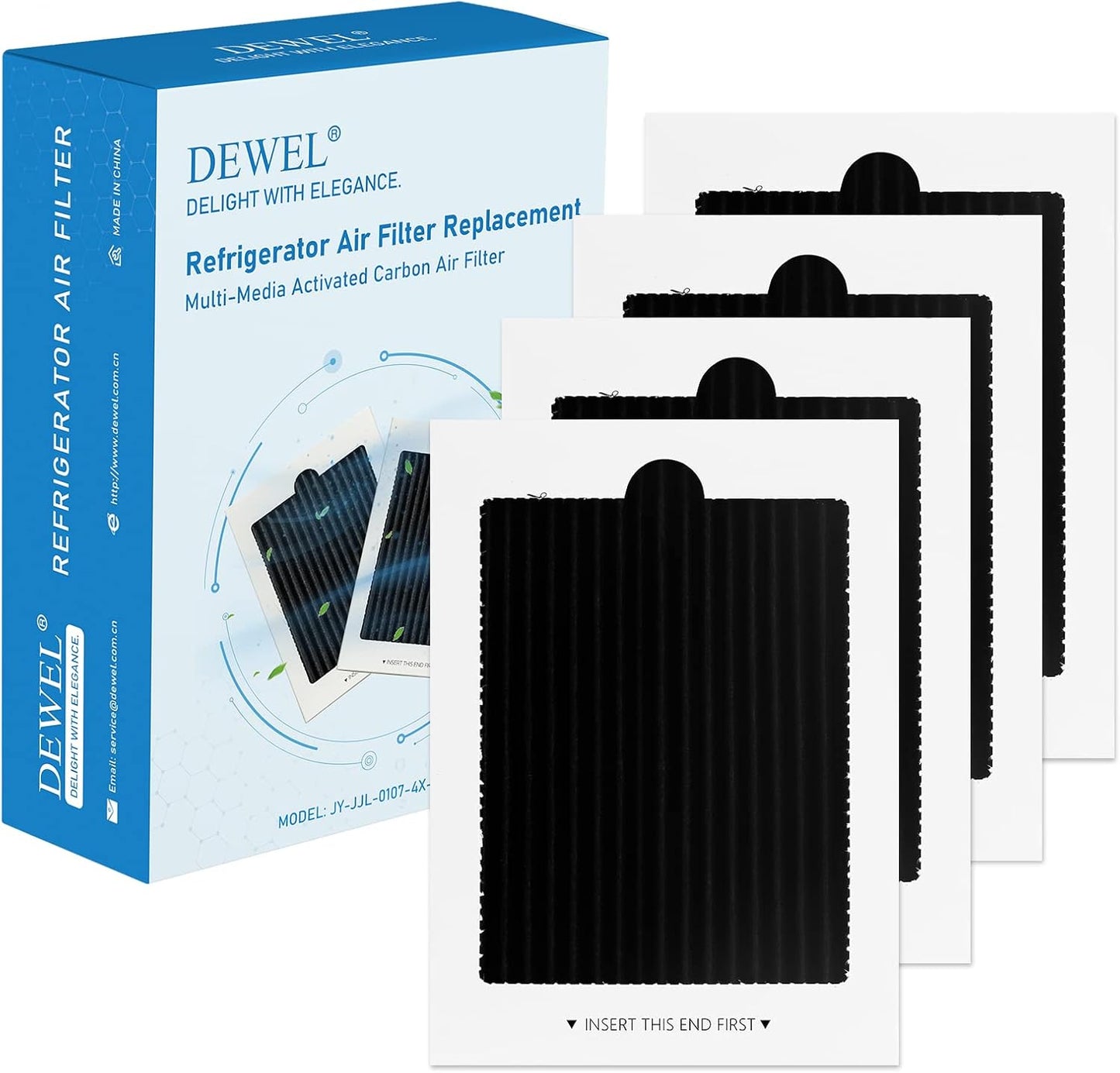Refrigerator Air Filter Replacement 4 Pack, Carbon Activated Air Filter Compatible with Frigidaire Pure Air Ultra & Electrolux EAFCBF, PAULTRA, SCPUREAIR2PK, RAF1150, 242047801, 242047804, 242061001
