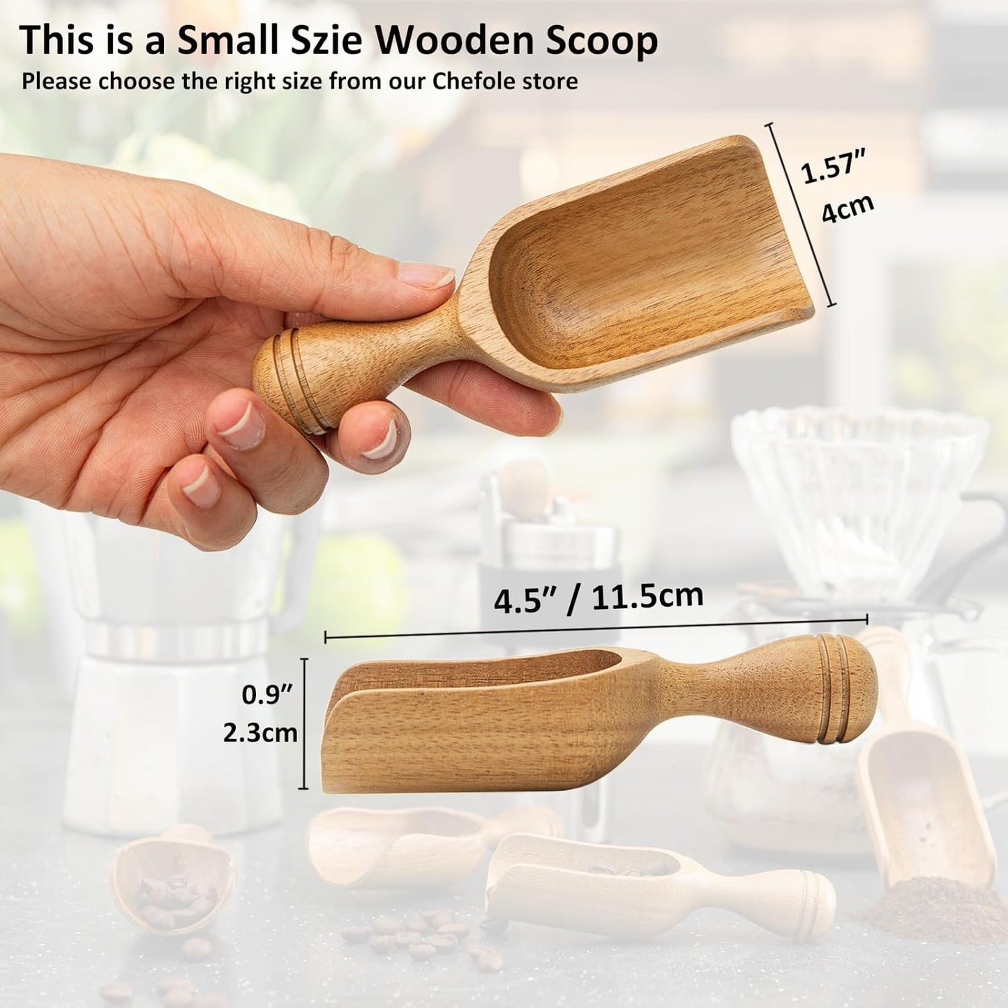 Wooden Scoops for Canisters 4PCS Acacia Wooden Scoop for Jars Small Wood Scoops for Canisters Wooden Scoop for Ground Coffee Scoop for Seasoning Bath Salt Laundry Shovel-Multipurpose