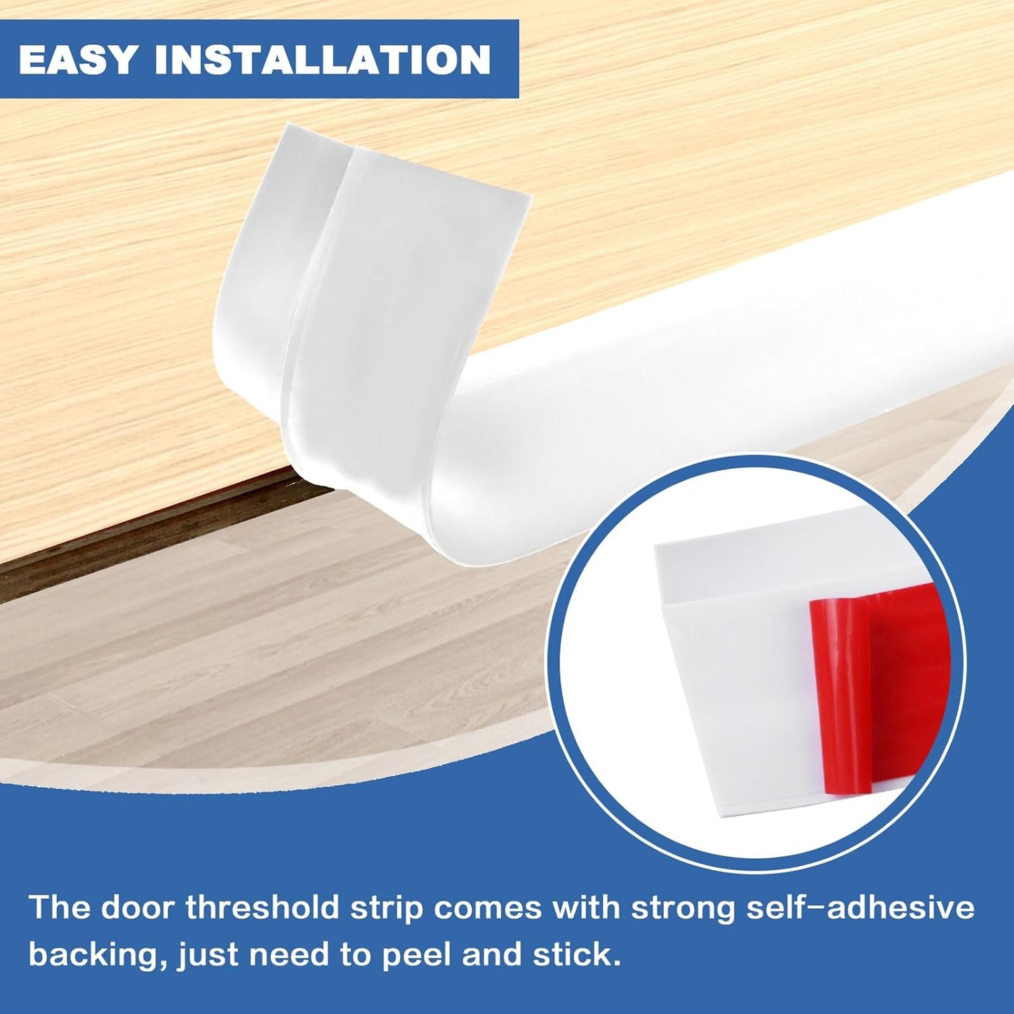 Vinyl Door Threshold Flooring Transition Strip Self Adhesive Carpet Edging Strip for Laminate Doorway Edge Threshold from 1/5" to 2/5" (White, 6.6 Ft)