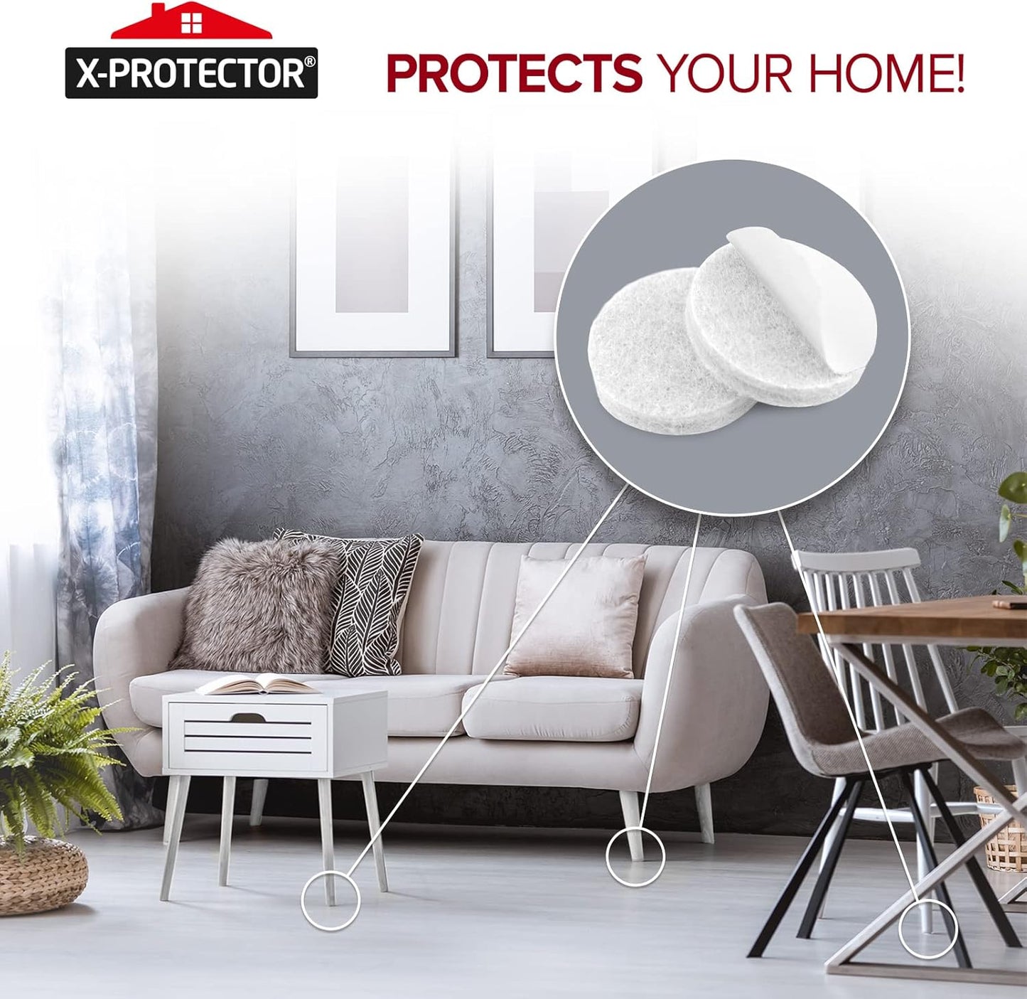 Felt Furniture Pads X-PROTECTOR 133 PCS - Premium Furniture Pads for Hardwood Floors - White Felt Pads for Furniture Feet - The Best Chair Leg Floor Protectors - Protect Your Hard Floors!