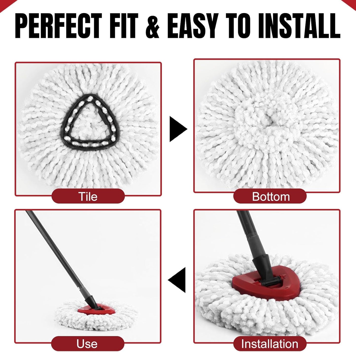 16Pcs Spin Mop Replacement Heads, White Large 360° Easy Wring Spin Mop 100% Microfiber Refill, Easy Cleaning Spin Mop Heads, Deep Clean, Machine Washable for Easy House Cleaning Floor Mopping