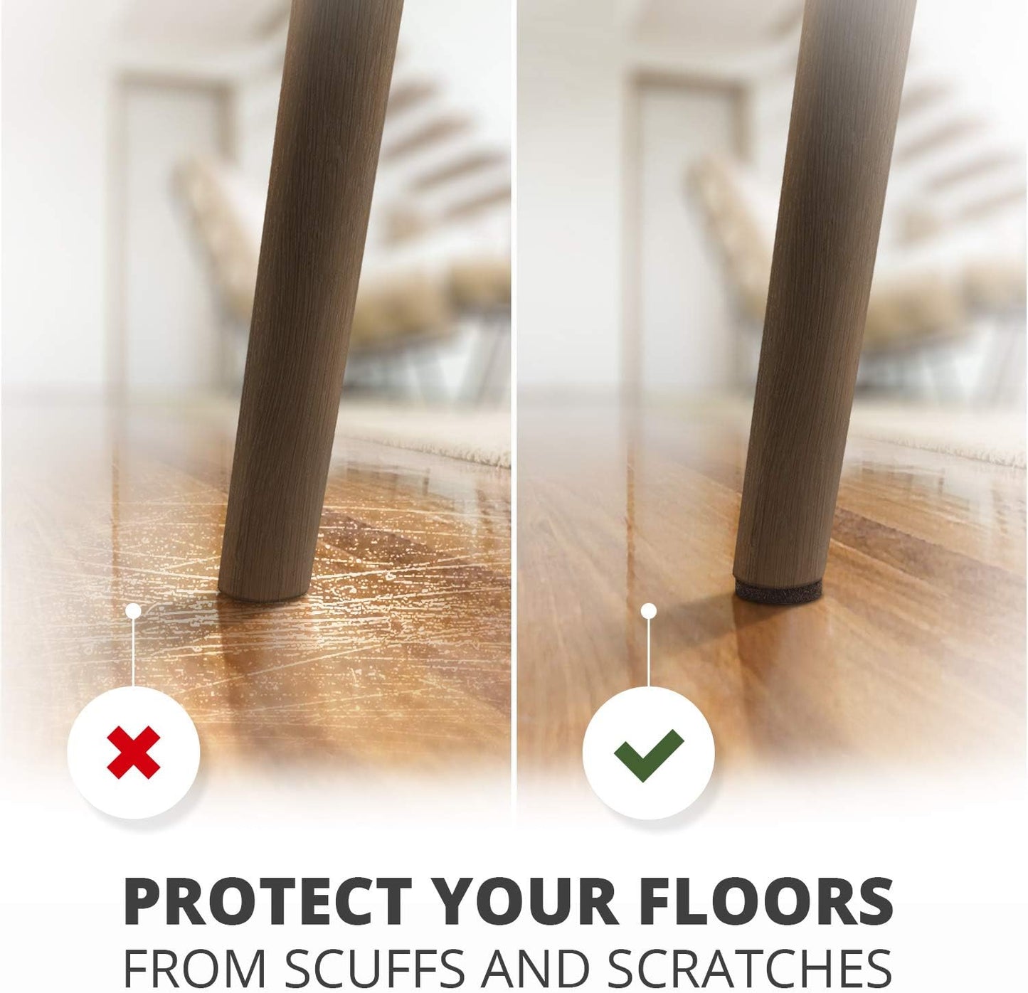 24 Heavy-Duty Felt Furniture Pads 1” 1/4” Thick X-Protector! Round Felt Pads for Furniture Feet - The Best Felt Floor Protectors for Furniture to Prevent Scratches. Protect Your Hard Floor! (Brown)