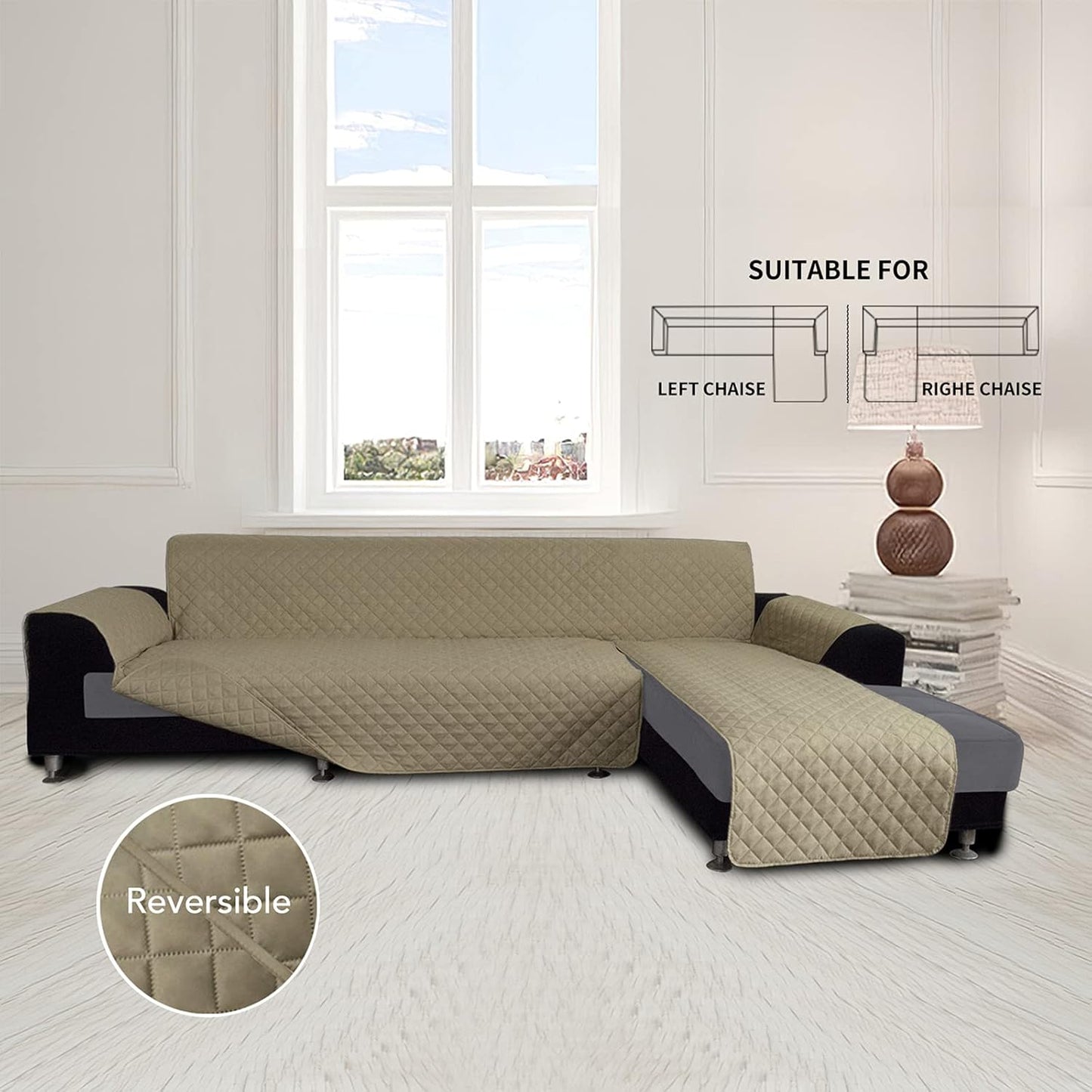 Easy-Going Sofa Slipcover L Shape Sofa Cover Sectional Couch Cover Furniture Protector Mat for Pets Dog Cat (X-Large, Beige/Beige)