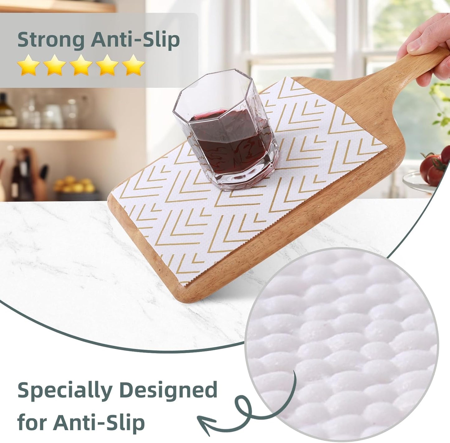 Shelf Liner for Kitchen Cabinets Non Adhesive Drawer Liner Non-Slip Thickened Shelf Liner Paper Strong Easy to Clean for Tool Box Refrigerator with Knife and Tape Measure, Gold Arrow, 11.8 x 472 in
