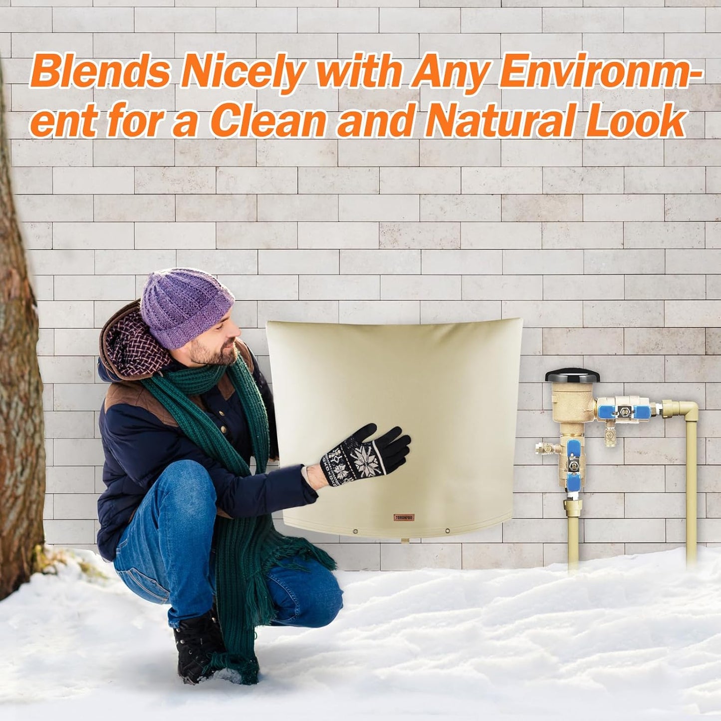 Backflow Preventer Pipe Insulation Cover (5°F) - Irrigation Sprinkler Valve Insulated Pouch - Water Well Pump Cover - Sturdy 5 Layers for Winter Freeze Protection, 24" W x 18" H, Beige