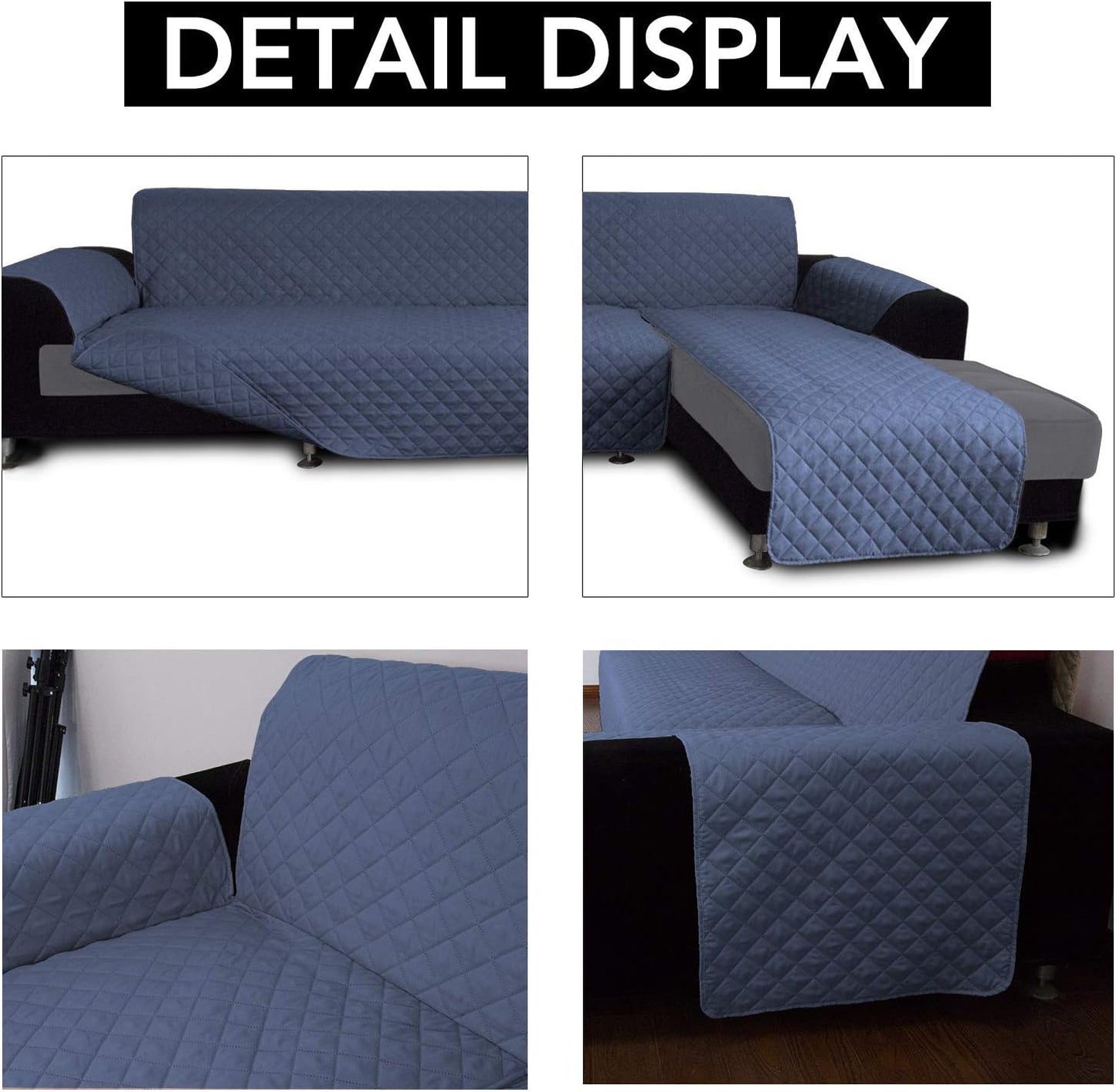 Easy-Going Sectional Couch Covers for Dogs L Shape Sofa Cover Reversible Sofa Slipcover Chaise Lounge Cover Furniture Protector Cover for Pets Dog(X-Large, Dark Blue/Dark Blue)