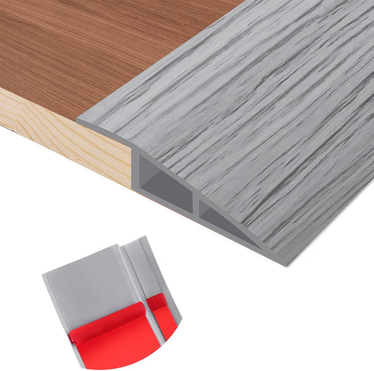 Floor Transition Strip Self Adhesive Vinyl Door Threshold for Doorways Carpet Edging Trim Overlap Edge Reducer for Laminate Floor, Carpet, Tile (Light Gray Wood Grain, 3/5" to 4/5", 3.3Ft)