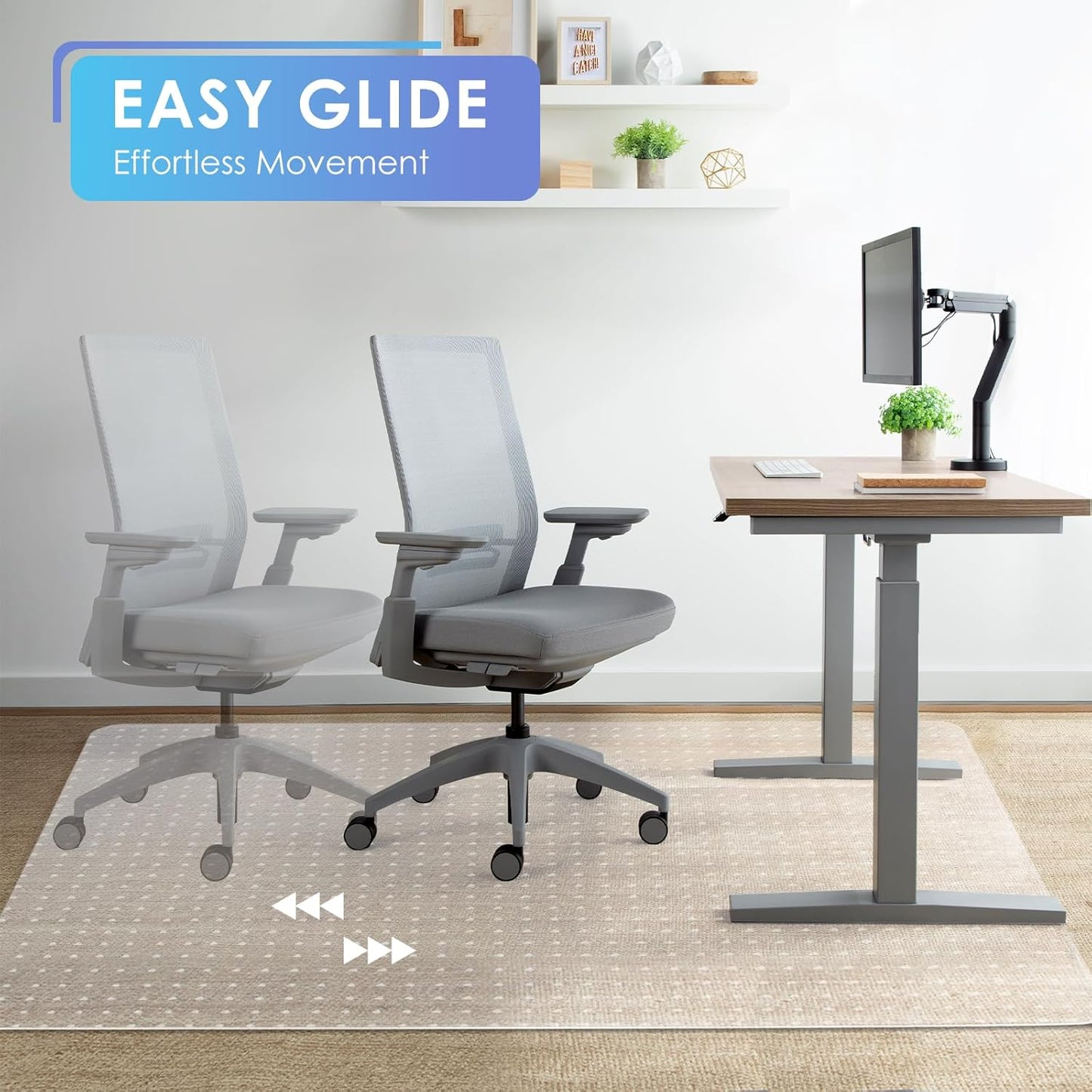 Vicwe Office Chair Mat for Carpeted Floors, 55"X36" Rectangle Desk Chair Mats with Studs for Low and No Pile Carpeted Floors, Easy Glide Computer Desk Chair Mat for Home & Offices