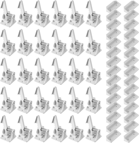 Tuanse 30 Pcs Cabinet Locks Invisible Safety Drawer Latches with Screws Self Adhesive Cabinet Drawer Locks for Home Kitchen Furniture Door Latches(White)