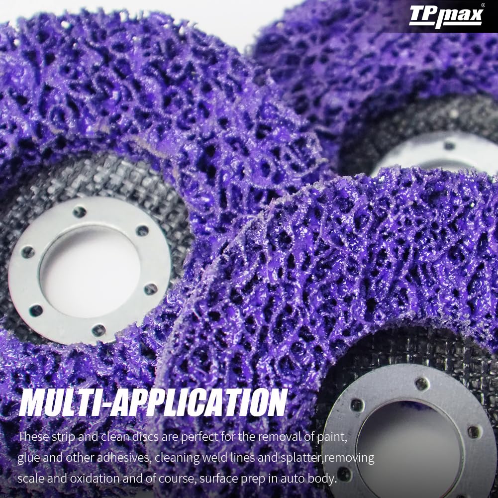 4 inch Stripping Discs Rust Remover Discs Remove Paint and Oxidation 5/8 inch Arbor Clean Discs Poly Strip Disc Angle Grinding Wheel - 5 Pack(Purple)