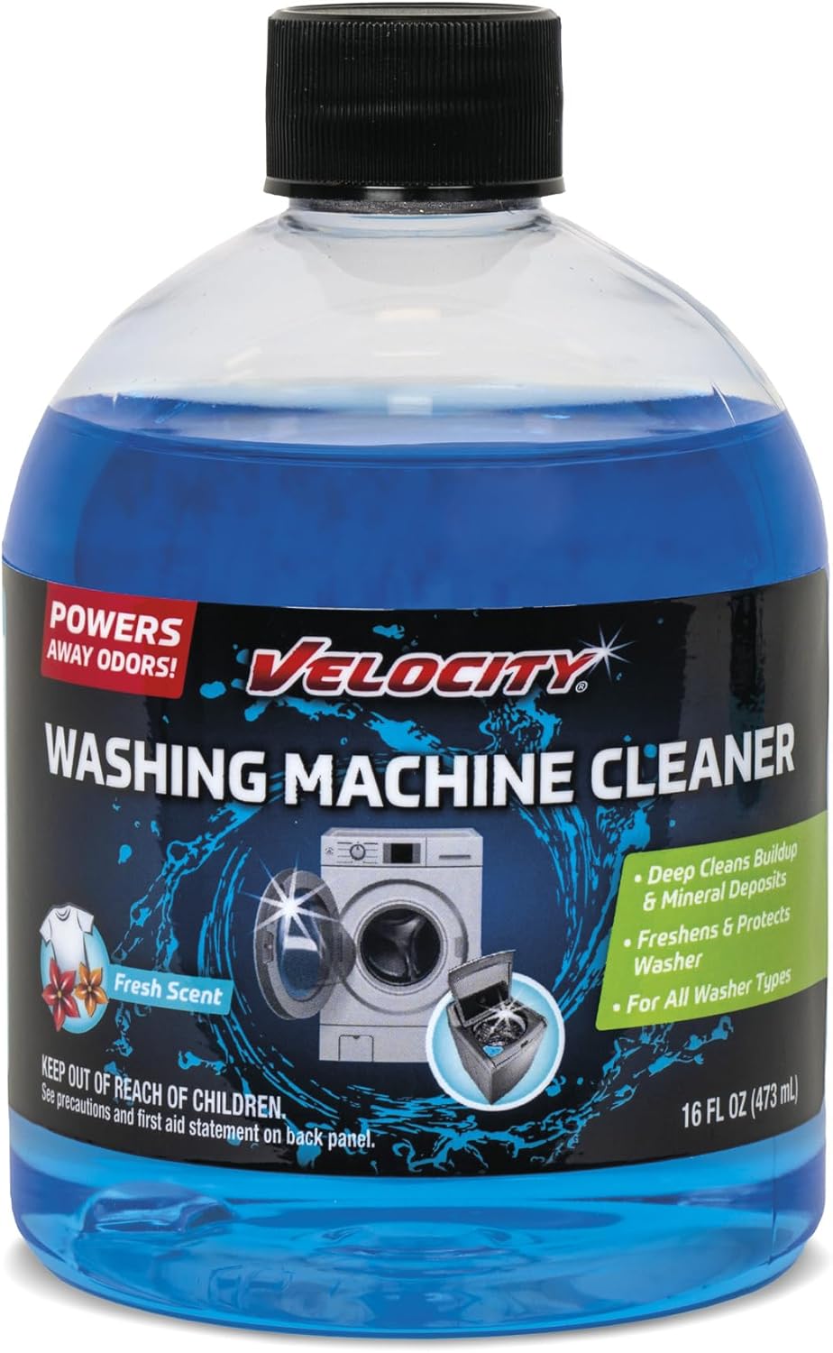 Velocity Washing Machine Cleaner – 4 Uses Per Bottle. Removes Hardwater Stains & Odor-Causing Buildup Inside Drum, Washer Cleaner for All Front & Top Load Washers & High Efficiency Machines