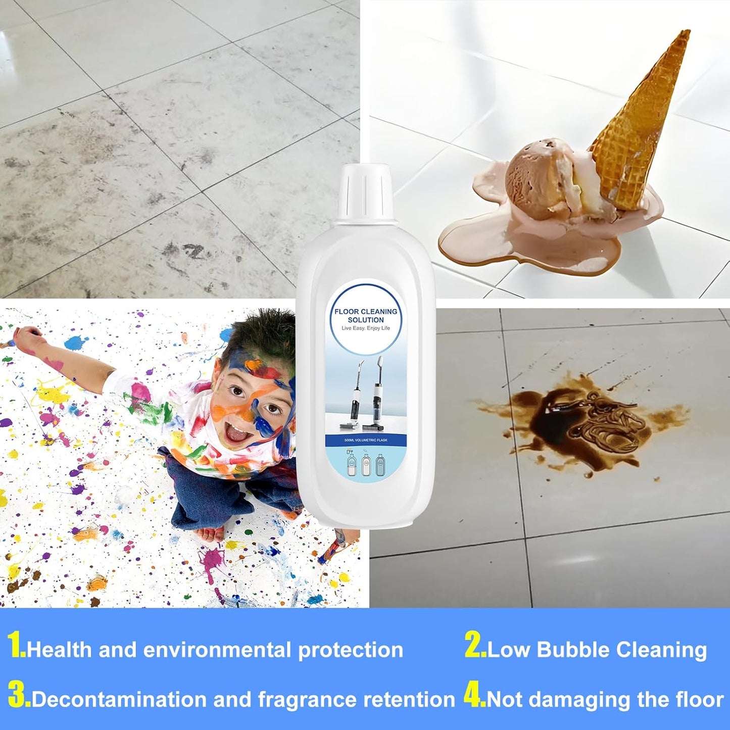 10 Bottles Compatible with Tineco Cleaning Solution Pet 500ml Per Bottle Orange Scents Floor Cleaner Compatible with All Robot Vacuums with Mopping and Cordless Wet/Dry Vacuum (Orange Scents)