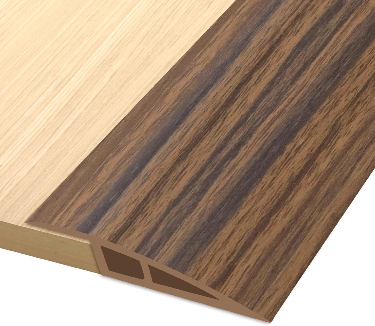 Vinyl Door Threshold Flooring Transition Strip Self Adhesive Carpet Edging Strip for Laminate Doorway Edge Threshold from 3/5" to 4/5" (Smoked Brown Wood Grain, 6.6 Ft)