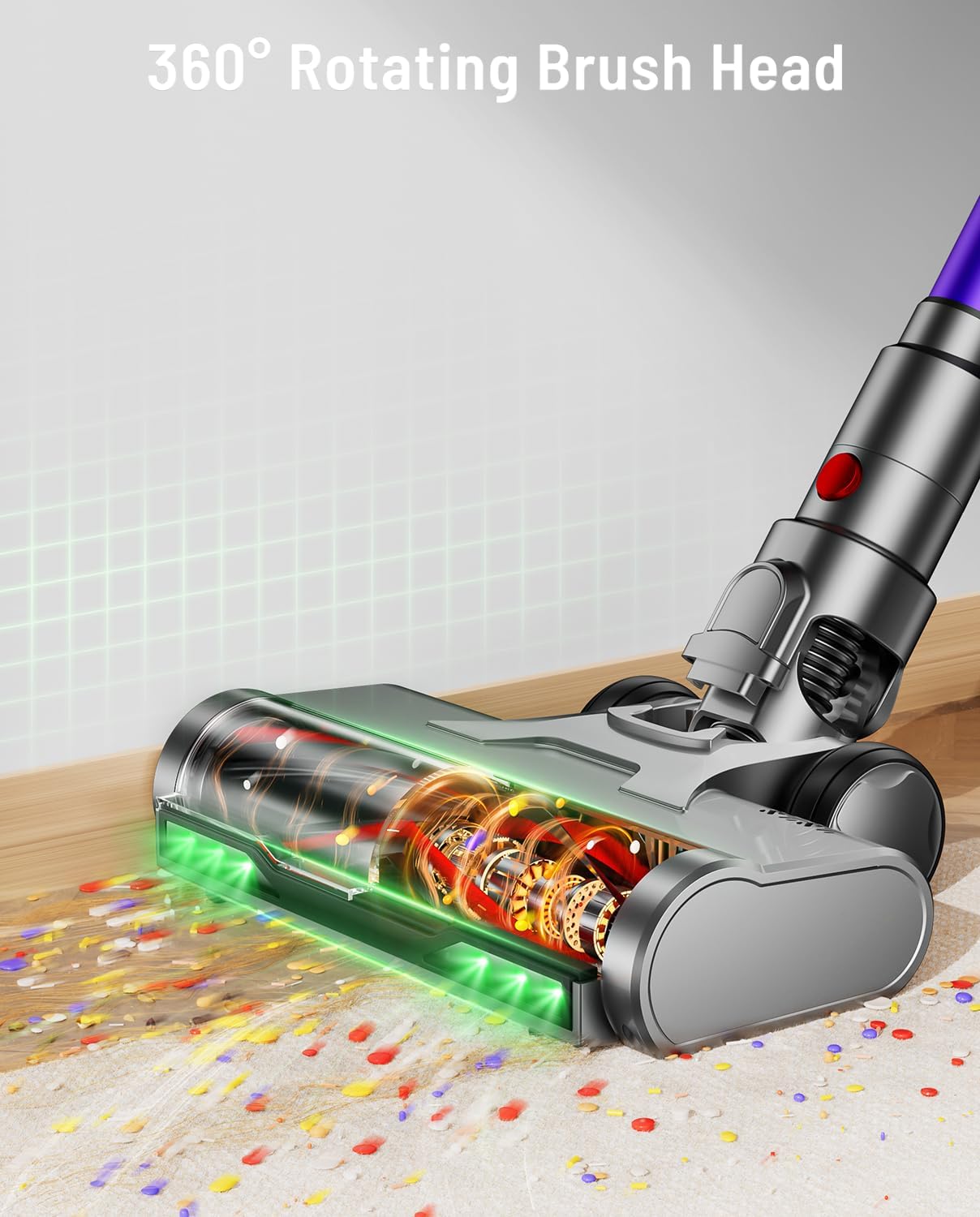 Cordless Vacuum Cleaner, 600W 50KPA 70Min Powerful Vacuum Cleaners for Home, Self-Standing Stick Vacuum Cordless Rechargeable/ Anti-Tangle/OLED Screen/1.8L Cup for Home Pet Hair/Carpet/Hardwood Floor
