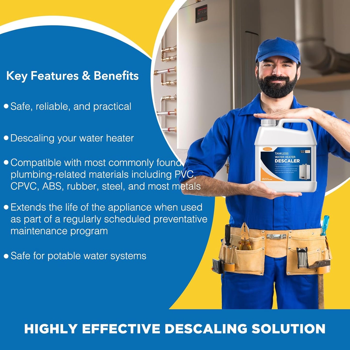 Tankless Water Heater Descaler, Highly Effective Descaler Restores Heating Efficiency - for Tankless Water Heater Systems, Restores Heating Efficiency, Easy to Use, Quart, 32 fl oz