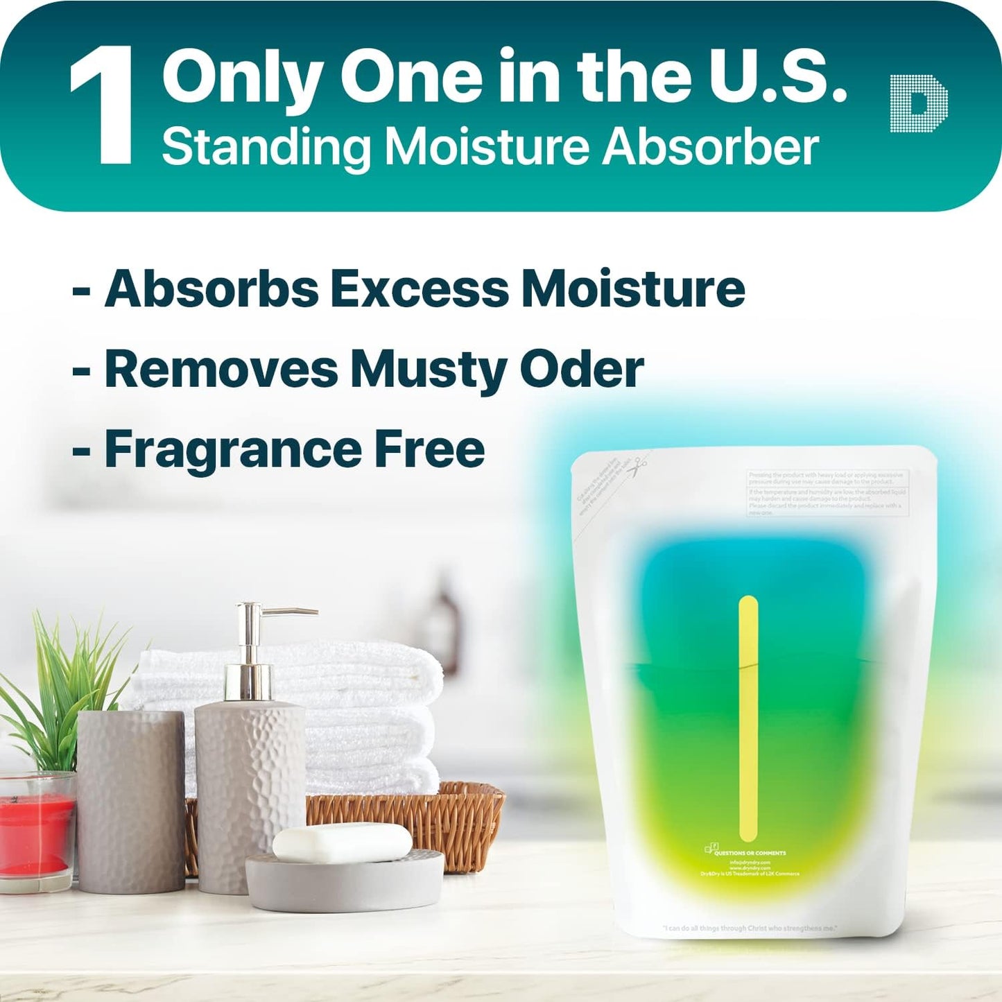 Dry & Dry 100 Packs Standing Moisture Absorbers to Control Excess Moisture for Basements, Closets, Bathrooms, Laundry Rooms - Moisture Absorbers, Moisture Absorbers