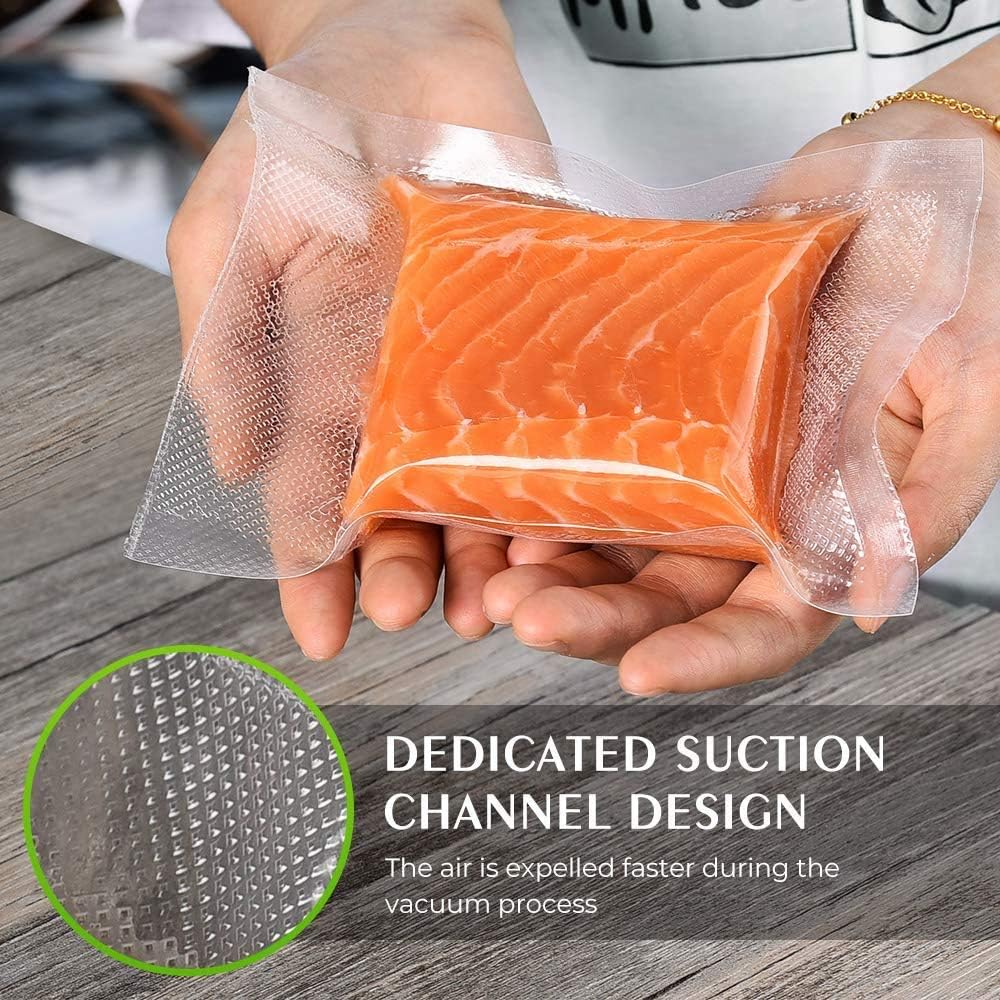 Vacuum Sealer Bags For Food, 6 Pack 3 Rolls11"x20' +3 Rolls 8"x20' Commercial Grade BPA Free Bag Rolls, Durable Customized Size Food Vac Bags for Storage and Sous Vide Cooking，Puncture Prevention