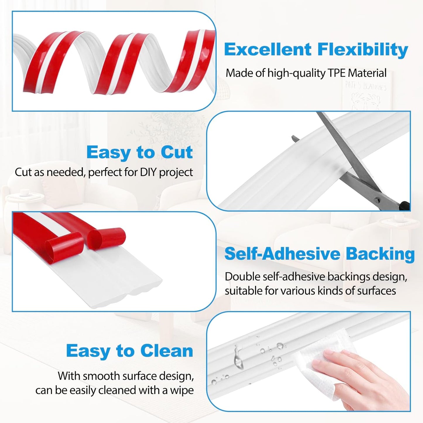 Wall Corner Protector Peel and Stick Corner Trim Molding Flexible Inside & Outside Wall Edge Guard Self Adhesive Moulding Trim for Edge Use, White, 0.8” W x 10’ L