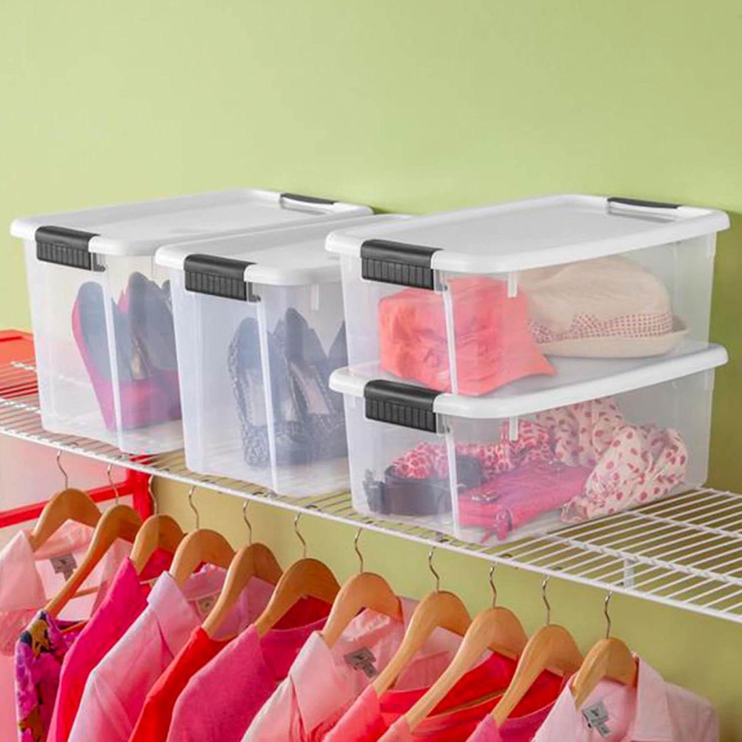 Sterilite 24-Pack Ultra Latching Box, Storage Bins with Lids, Clear Plastic, 30 Quart - Heavy-Duty Organizing Containers for Closet, Bathroom, and Office