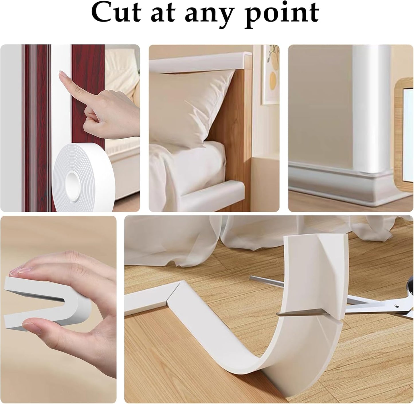 Weather Stripping Door Seal White,Self Adhesive Foam Tape,Window Insulation Weatherproof Gasket Tape for Doors and Windows,1.18 Inch Wide X 1/4 Inch Thick,Total 16.4 Feet Long