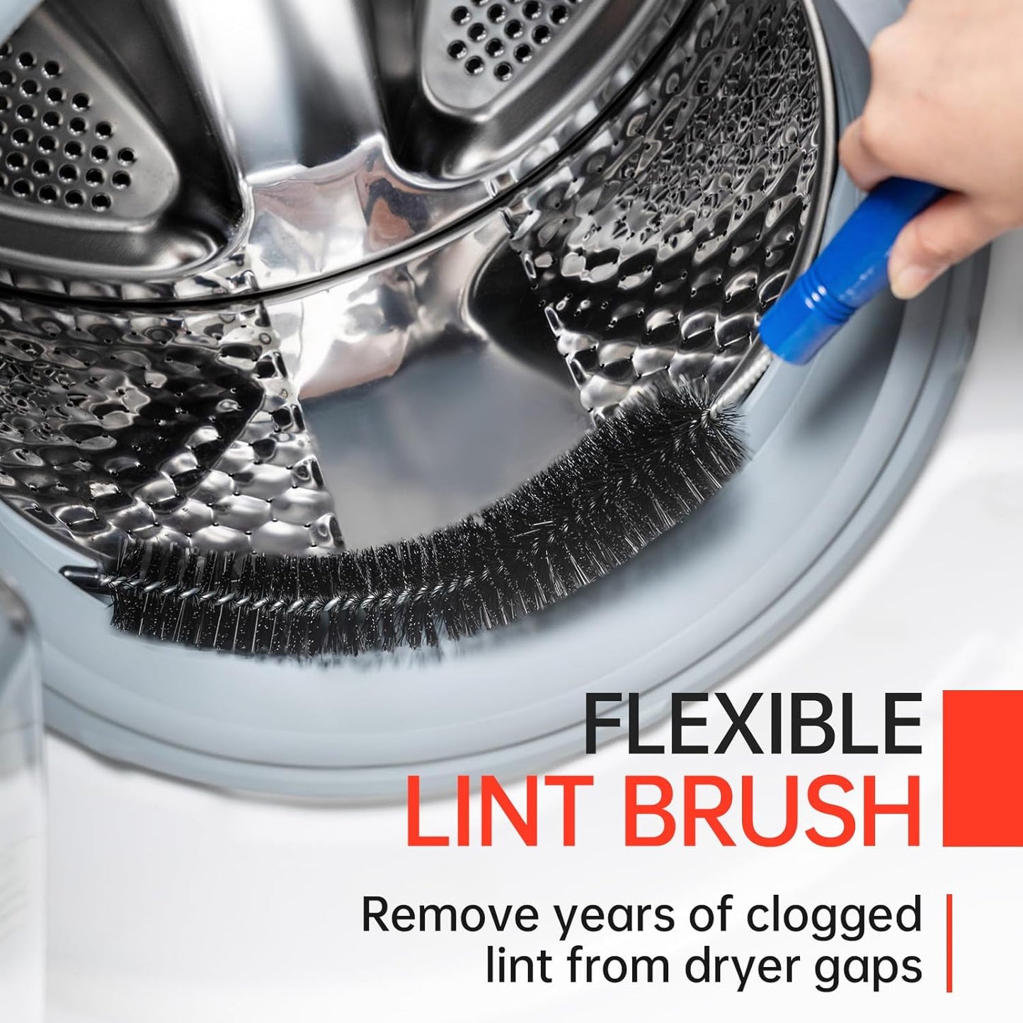 BLuesea Dryer Vent Cleaner Kit, 15-Piece Ultimate Dryer Cleaning Kit Include 30 Feet Dryer Vent Brush, Upgrade Noiseless Dryer Lint Vacuum Attachment, Lint Trap Brush, Vacuum & Dryer Adapters