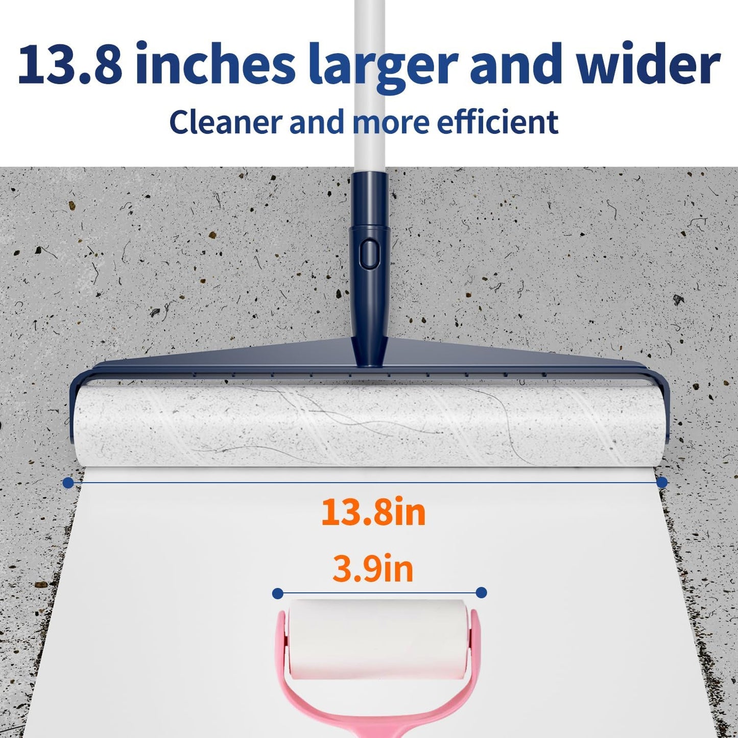 13.8in Lint Roller Refills Large Lint Roller Refill (8 Packs 480 Sheets) for Lint Remover, Pet Mega Extreme Stick Refill for Floor Roller, Cleaning for Carpets, Cars, Clothing, and Pet Hair