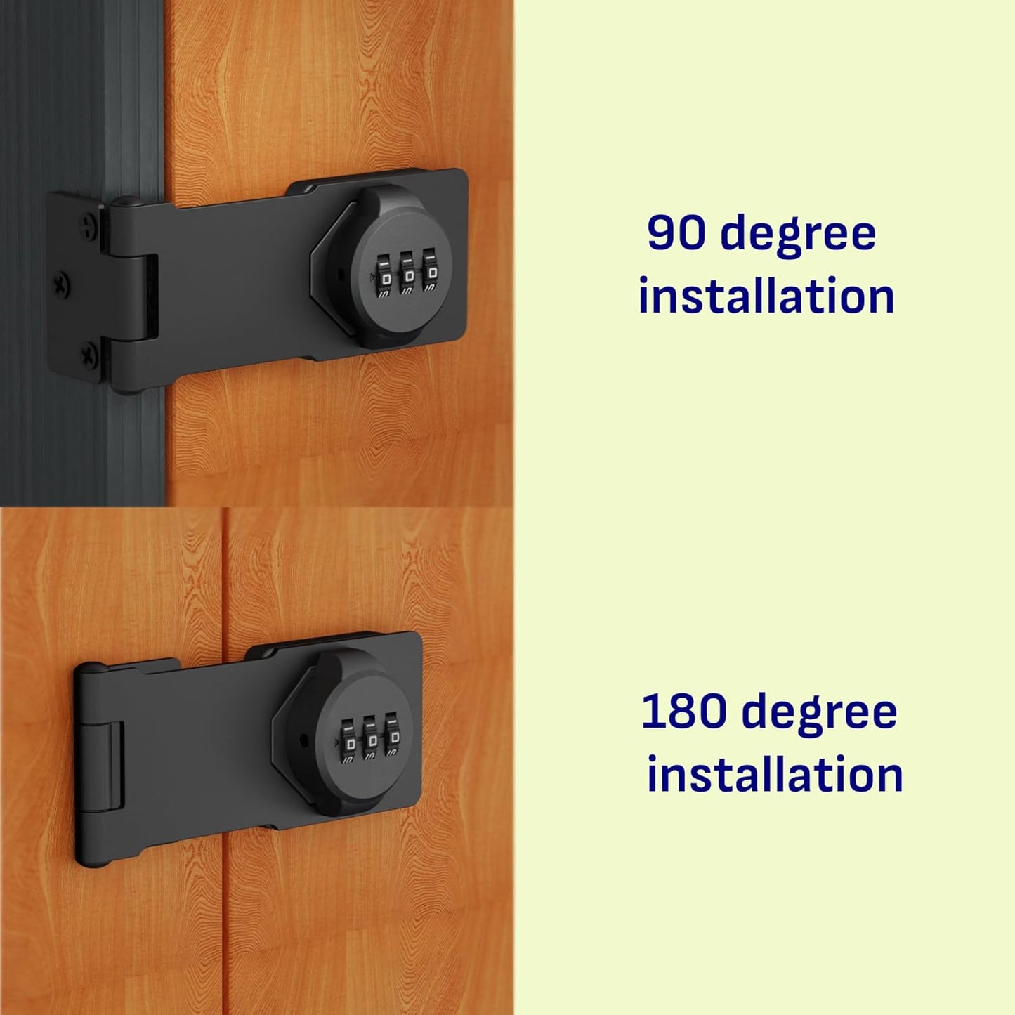 3-Digit Combination Lock, Black, Keyless, Zinc Alloy, Cabinet Door Latch, Easy DIY Installation, Wide Range of Uses
