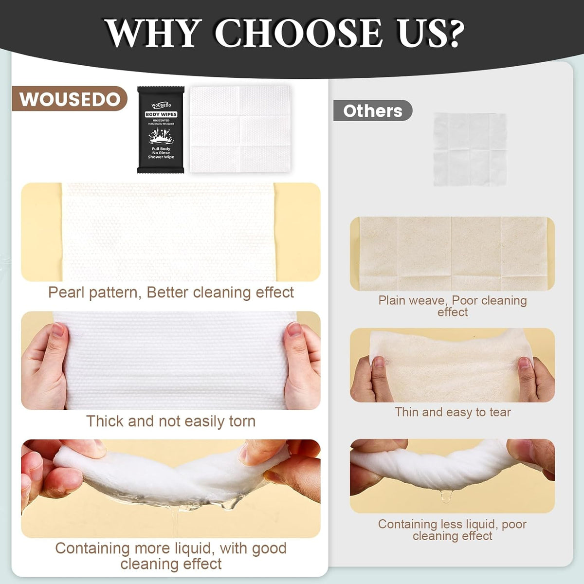 300 Pcs Ultra Thick Soft Large Body Wipes Individually Wrapped(7.87" x 9.45"),Shower Wipes for Adults Bathing No Rinse,Personal Cleansing Wipes for Travel Gym,Bulk Deodorant for Homeless.