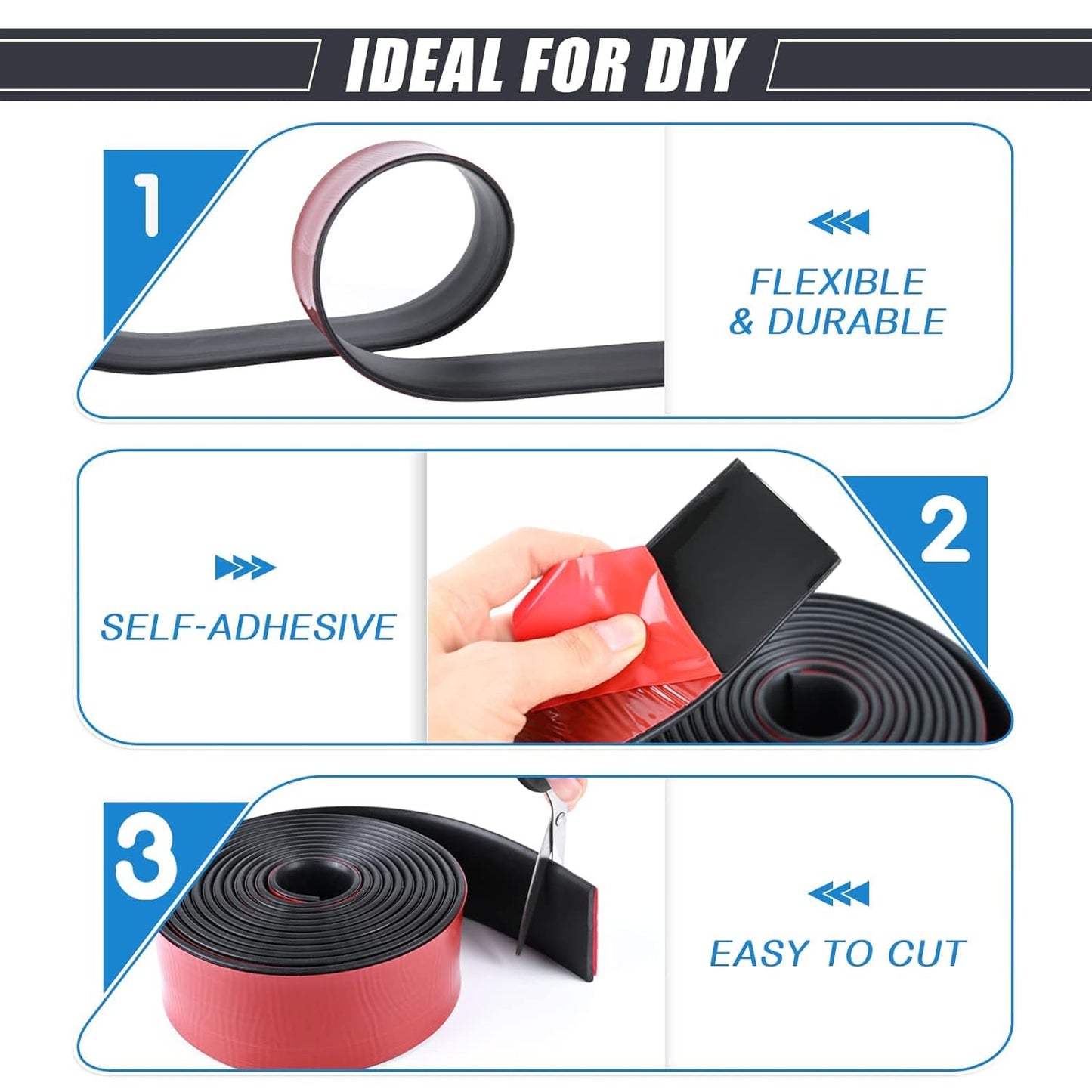 Adhesive Rubber Strips Neoprene Rubber Sheets, Rolls & Strips with Adhesive Backing Rubber Pads Self Stick Seal Rubber Gasket Adhesive Back for Matting Padding - 1/2" Wide x 1/16" Thick x 20' Long