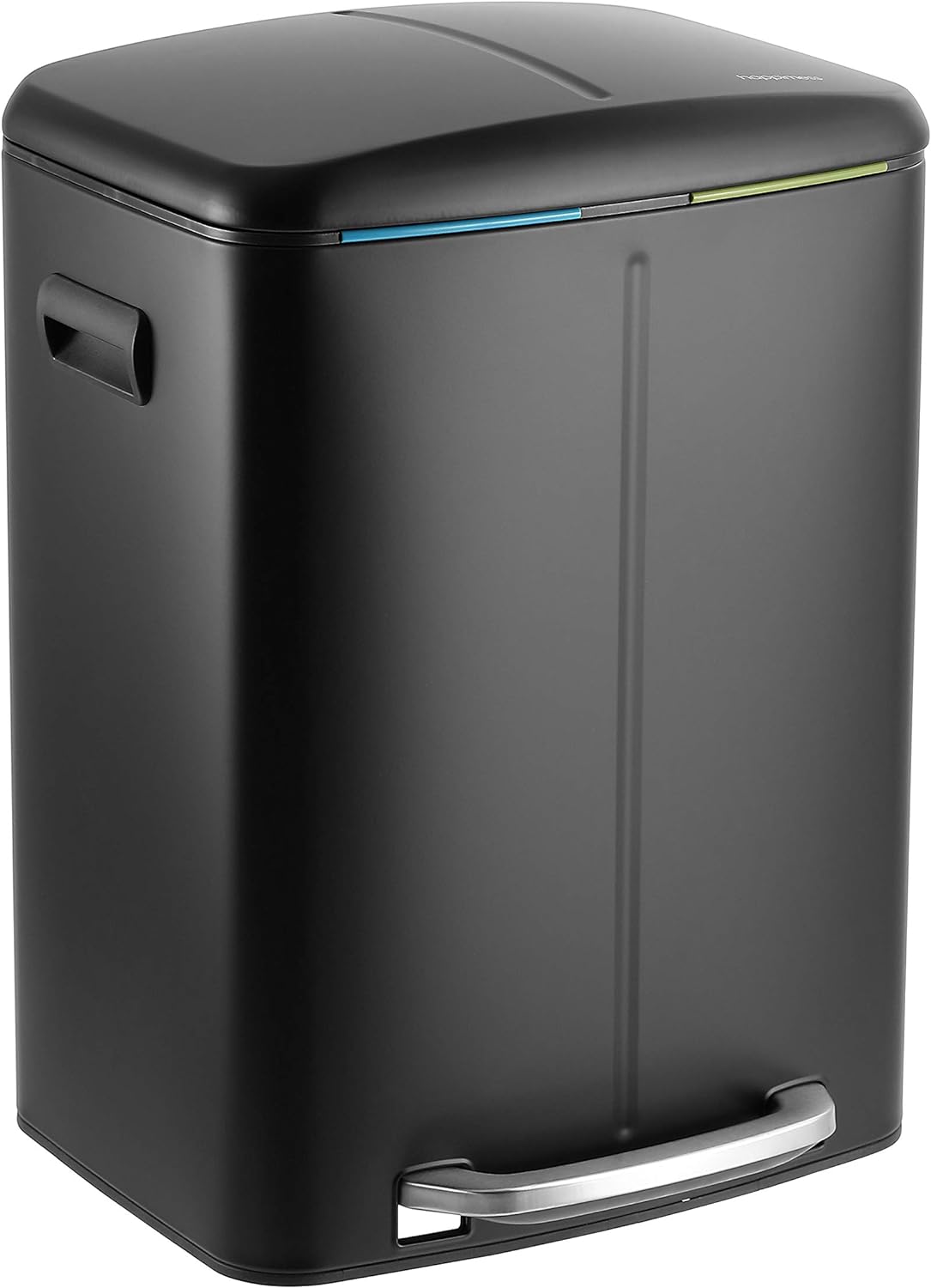 happimess HPM1005B Marco Rectangular 10.6-Gallon Double Bucket Trash Can with Soft-Close Lid, Fingerprint Resistant, Modern, Minimalistic for Home, Kitchen, Office, Bathroom, Black