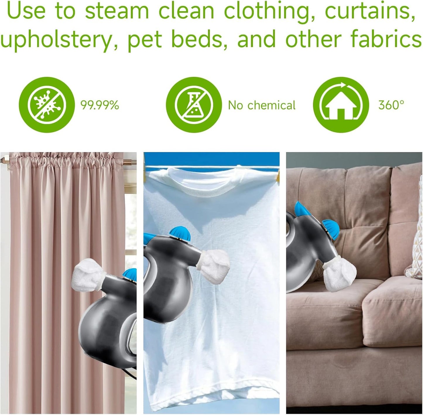 12 Pack Handheld Steam Cleaner Pads Replacement Bissell Steam Shot, Dupray, Comforday, PurSteam, Wagner, Spraytech, McCulloch Handheld Steam Cleaner Fabric Attachment, Universal Washable Steam Mop