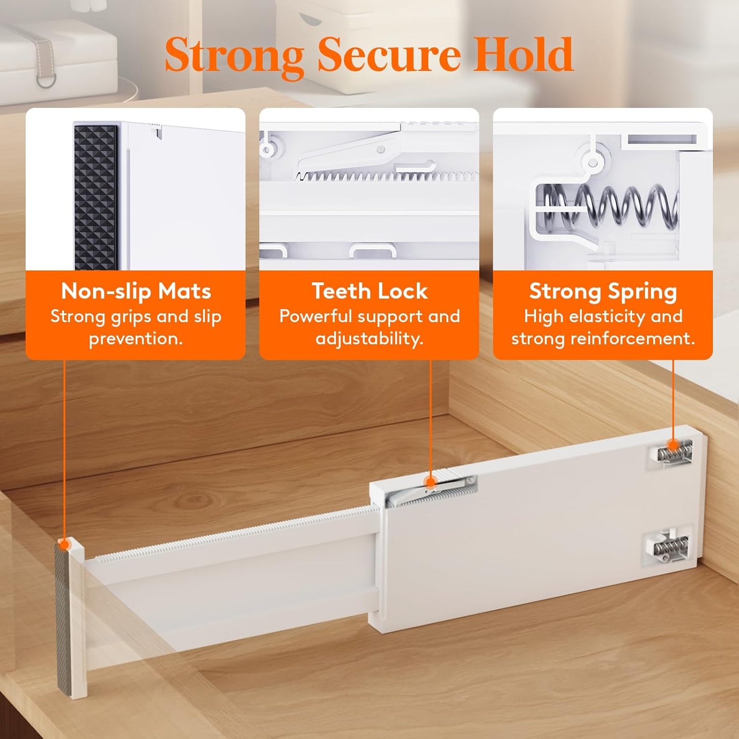 Lifewit 12 Pack Drawer Dividers 4" High,11-17" Adjustable Dresser Drawer Organizers for Clothes, Expandable Dresser Separators in Bedroom/Bathroom/Kitchen/Vanity/Office Organization and Storage, White