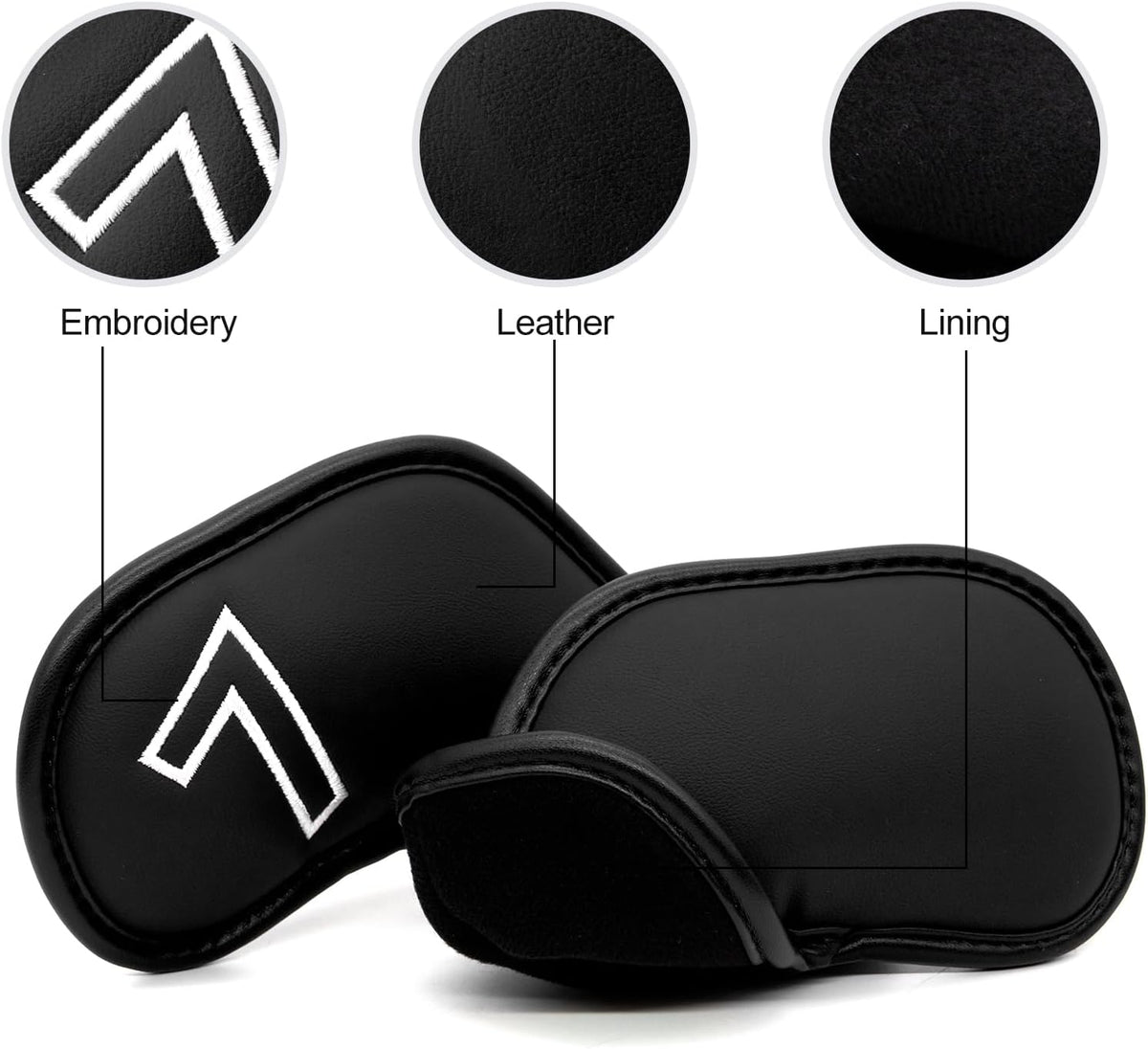 Montela Golf Iron Covers,Golf Iron Head Covers Leather Golf Iron Covers Set 9pcs Golf Iron Headcovers,Golf Club Head Covers for Iron Club Fit All Brands Titleist,Callaway,Taylormade