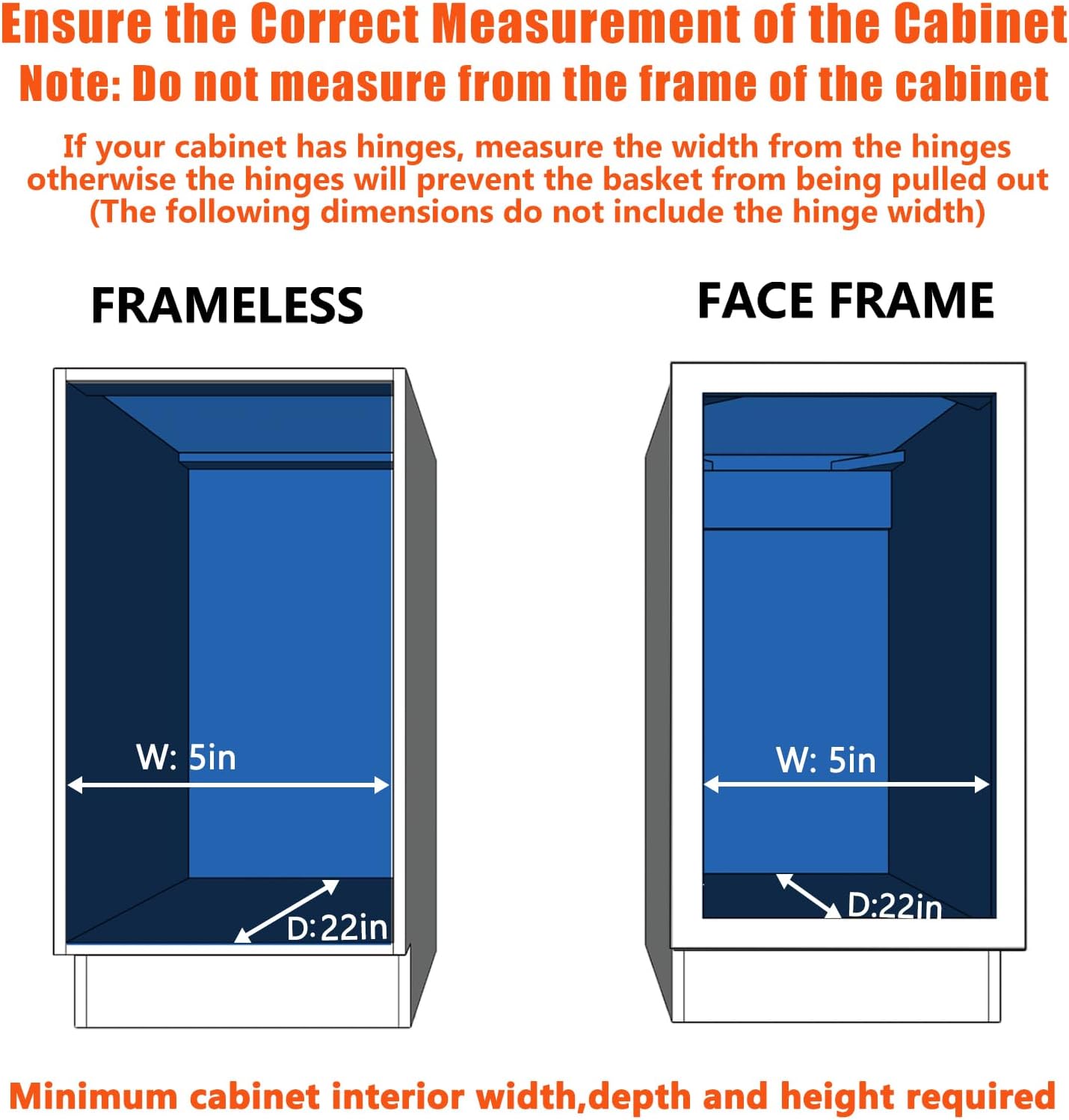 Pull Out Cabinet Organizer 5½" W x 21½" D, Heavy Duty Cabinet Pull Out Shelves, Slide Out Drawers Organization for Kitchen Cabinets Bathroom