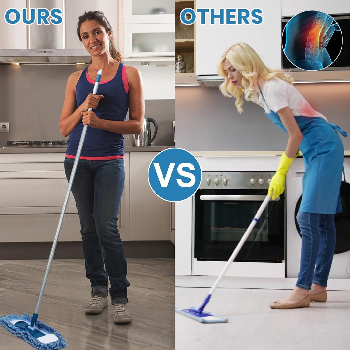 MAVRIZ Dust Mop for Hardwood Floor Washable Wet and Dry Mop with 58" Long Handle, 360° Rotating Microfiber Mop for Wood, Laminate, Tile Floor