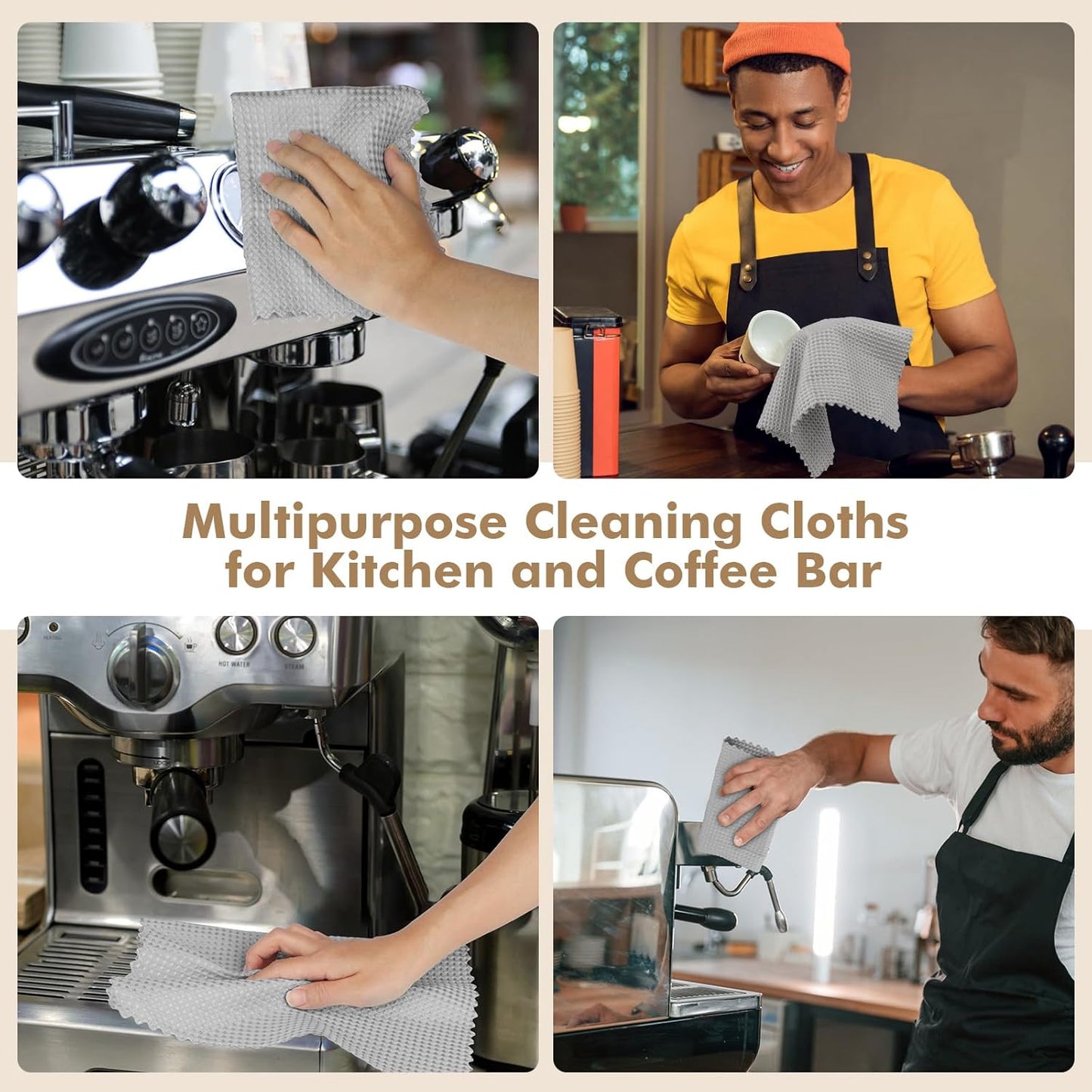 AIDEA Microfiber Cleaning Cloth for Glass 12PK, Grey, Lint Free Cloth Polishing Cleaning Rags, Window Wipes, Barista Coffee Towel, Microfiber Towels for Car Detailing, Stainless Steel, 11×11"